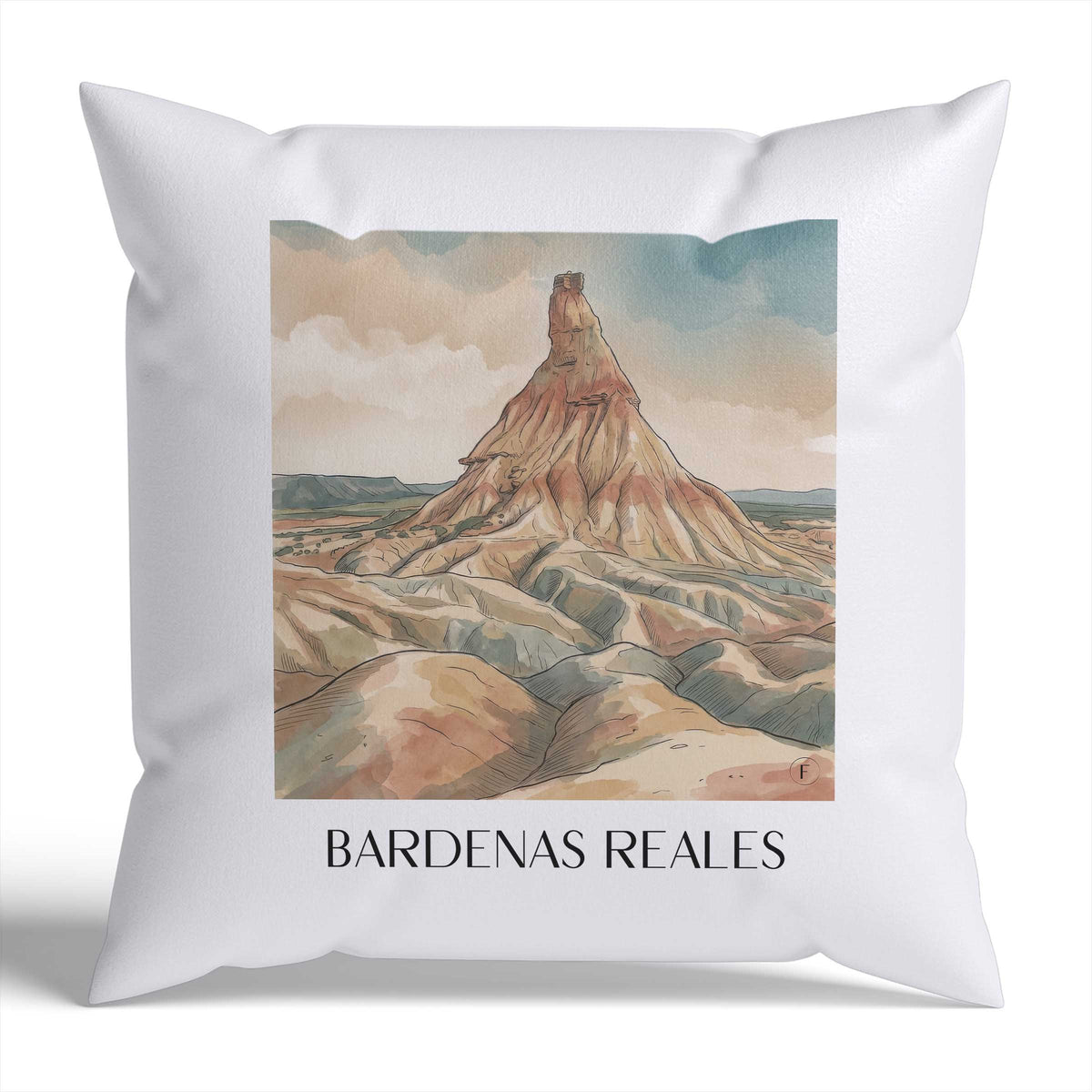 bardenas-reales-spanien-spanien-kissenbezug-aquarell