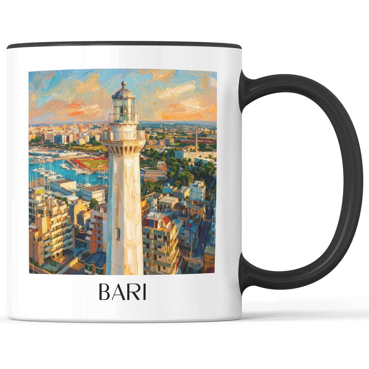 Bari Kaffeebecher - Apulien - Italien Becher - Kaffeetasse im Ölgemälde Stil - favplace