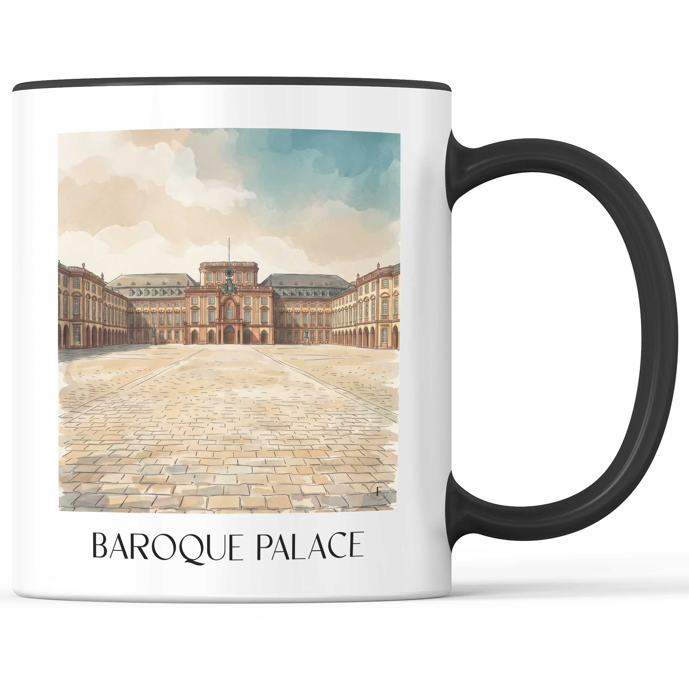 Barockschloss Kaffeebecher - Mannheim - Deutschland Becher - Kaffeetasse im Aquarell Stil - favplace