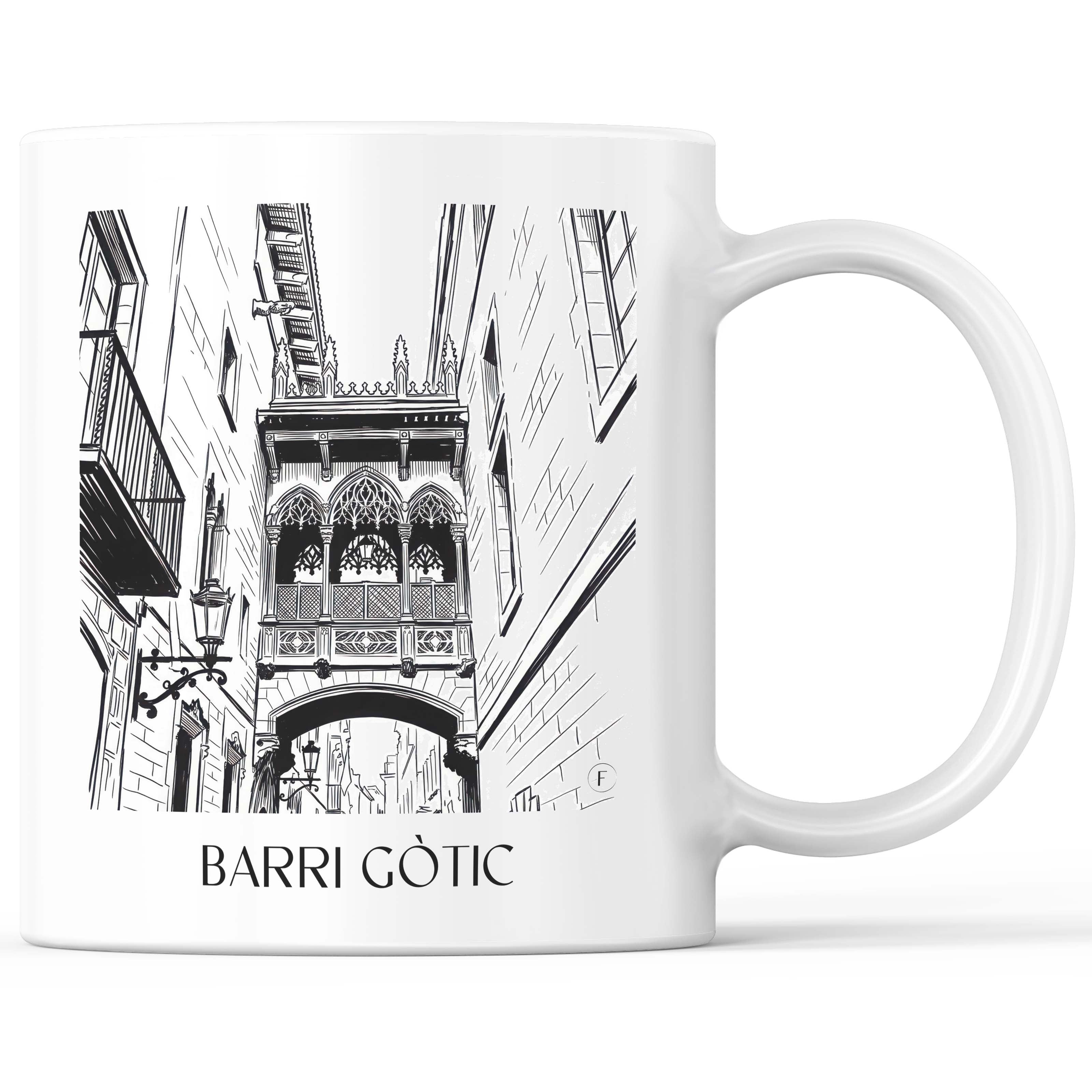 Barri Gòtic Kaffeebecher - Barcelona - Spanien Becher - Kaffeetasse im Skizze Stil - favplace