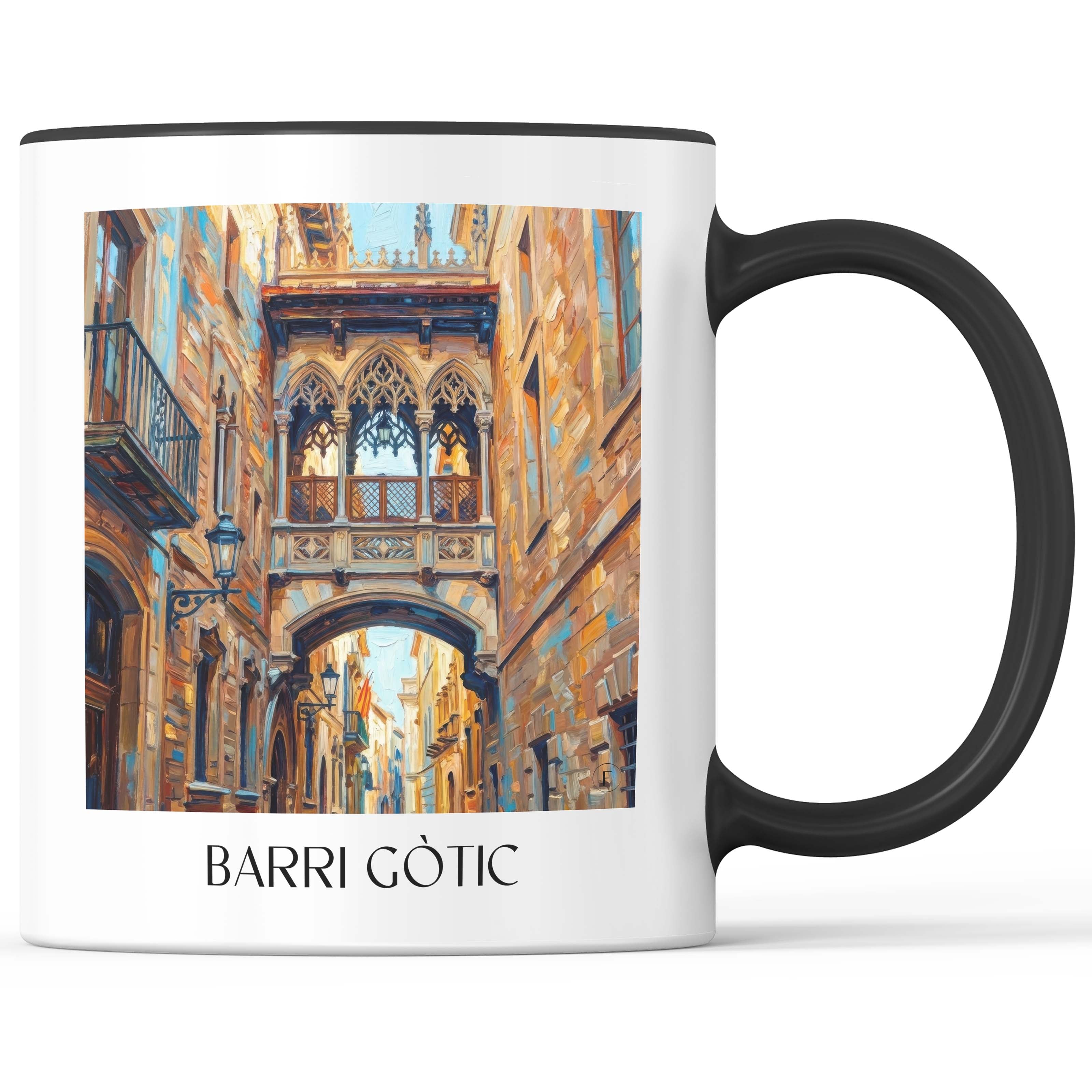 barri-gòtic-barcelona-spanien-kaffeebecher-oil-painting-oelgemaelde