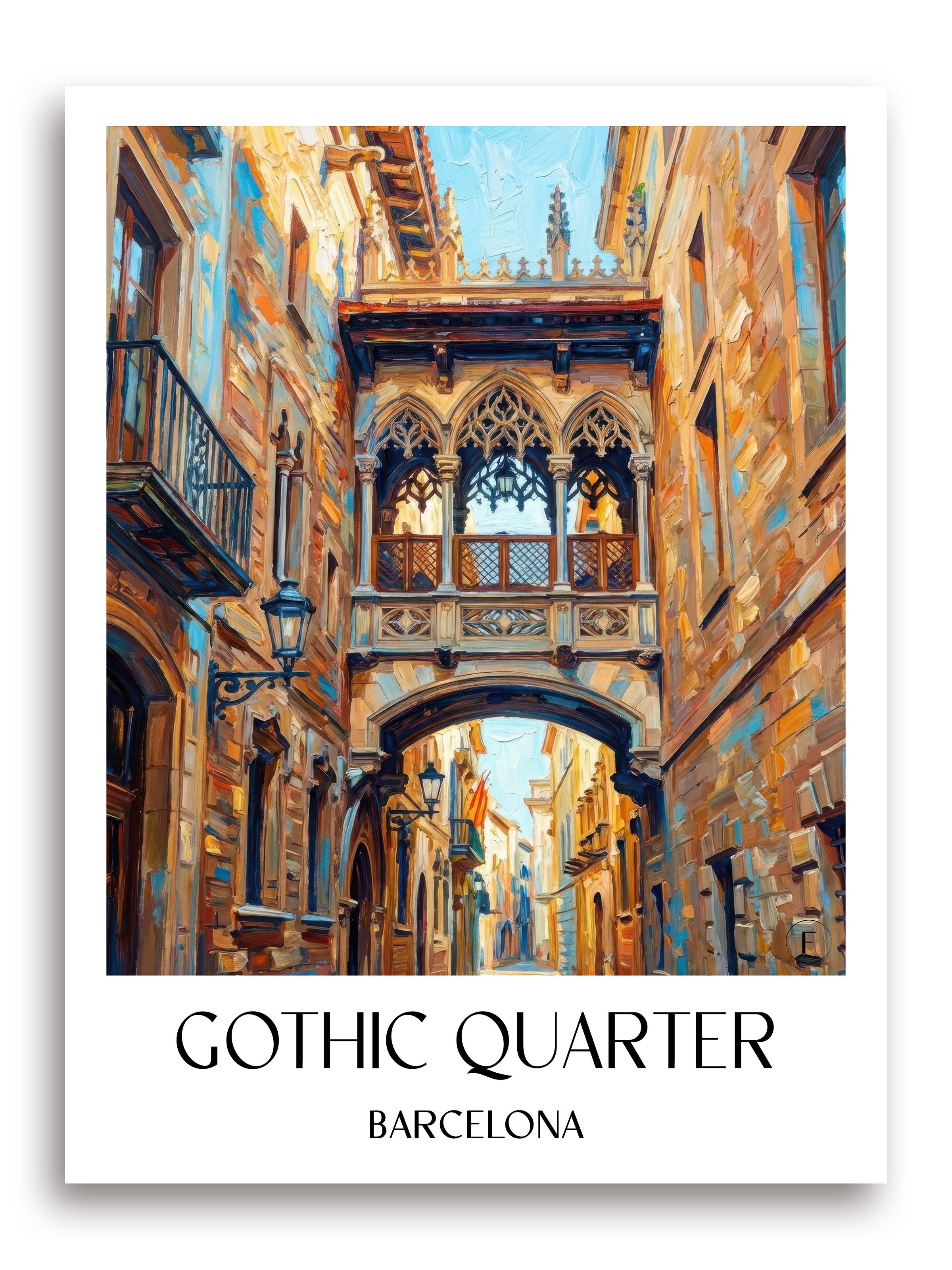 Barri Gòtic Poster - Barcelona - Spanien Kunstdruck - Ölgemälde von A4 bis A1 - favplace
