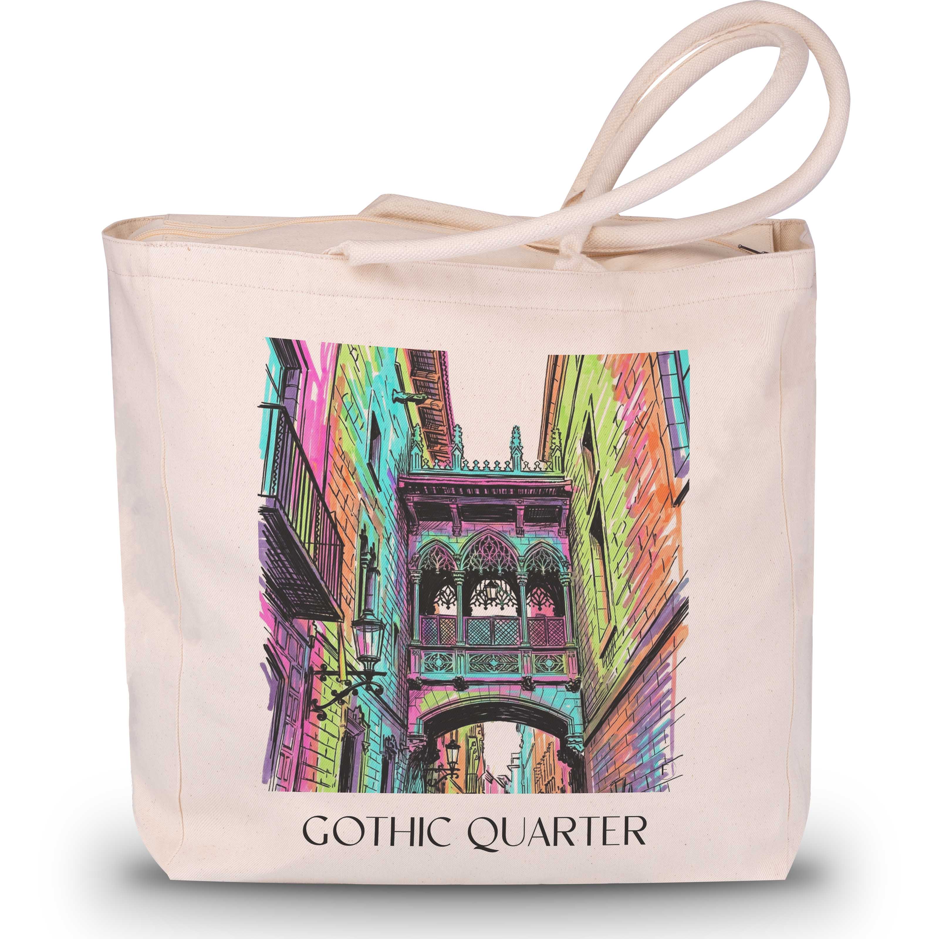 Barri Gòtic Shopping Tasche - Barcelona - Spanien Tote Bag - Einkaufstasche im Tag Graffiti Stil - favplace