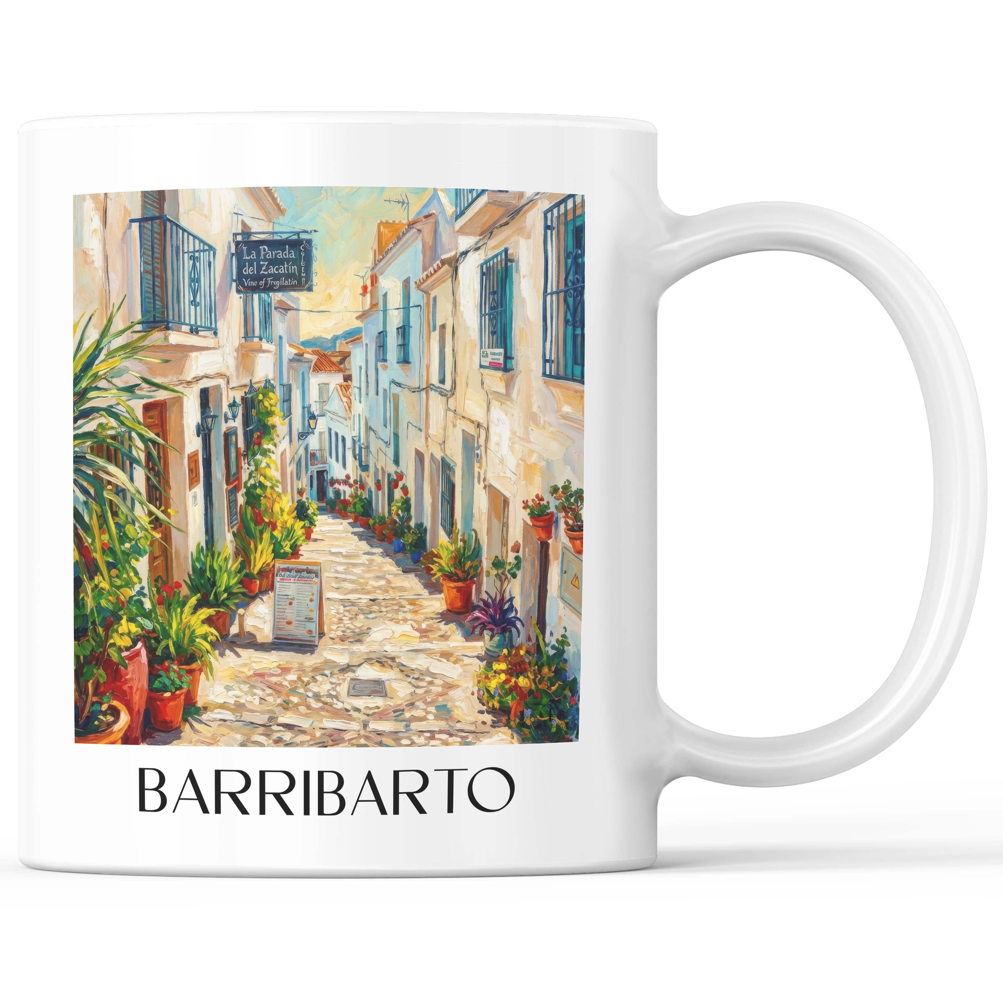 Barribarto Kaffeebecher - Frigiliana - Spanien Becher - Kaffeetasse im Ölgemälde Stil - favplace