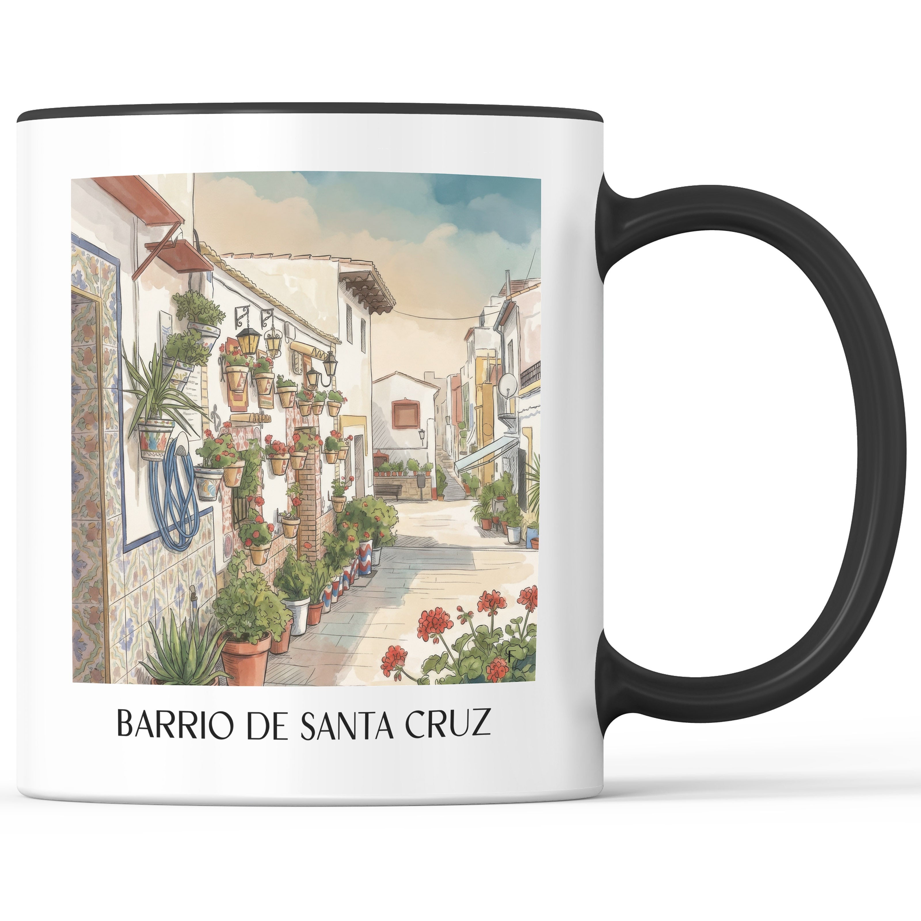 barrio-de-santa-cruz-alicante-spanien-kaffeebecher-aquarell