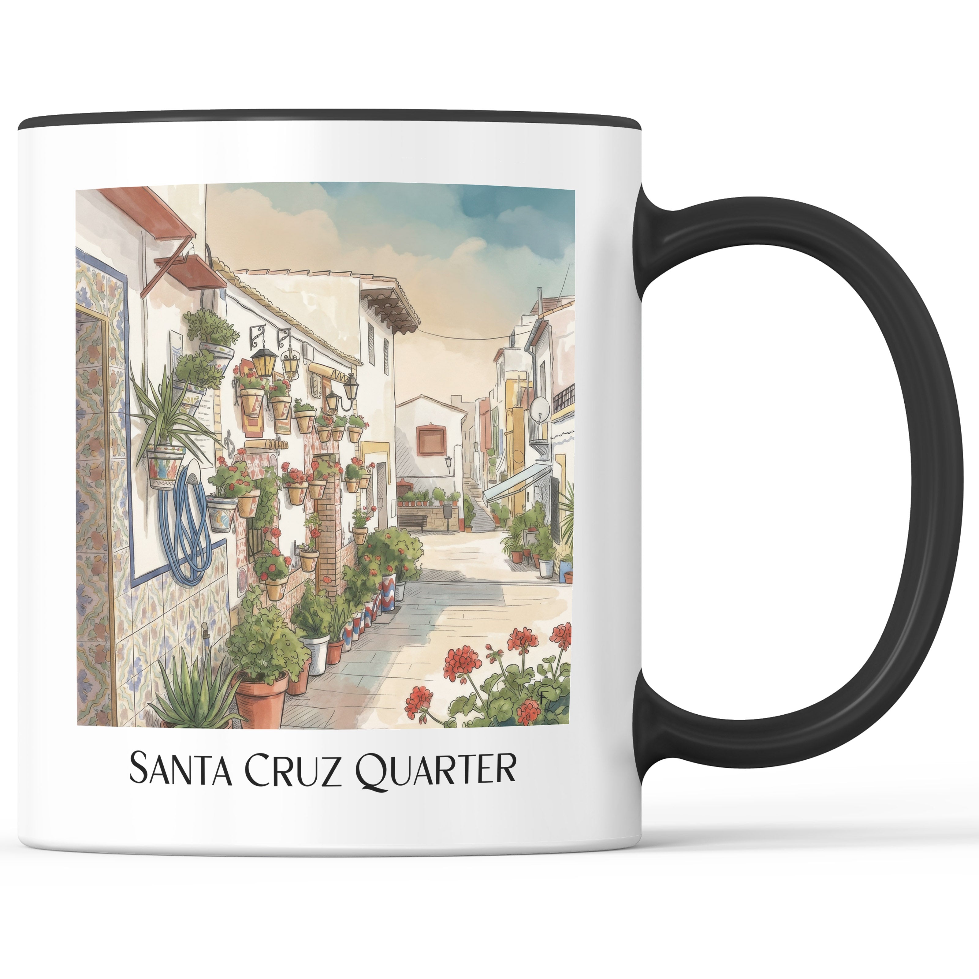Barrio de Santa Cruz Kaffeebecher - Alicante - Spanien Becher - Kaffeetasse im Aquarell Stil - favplace