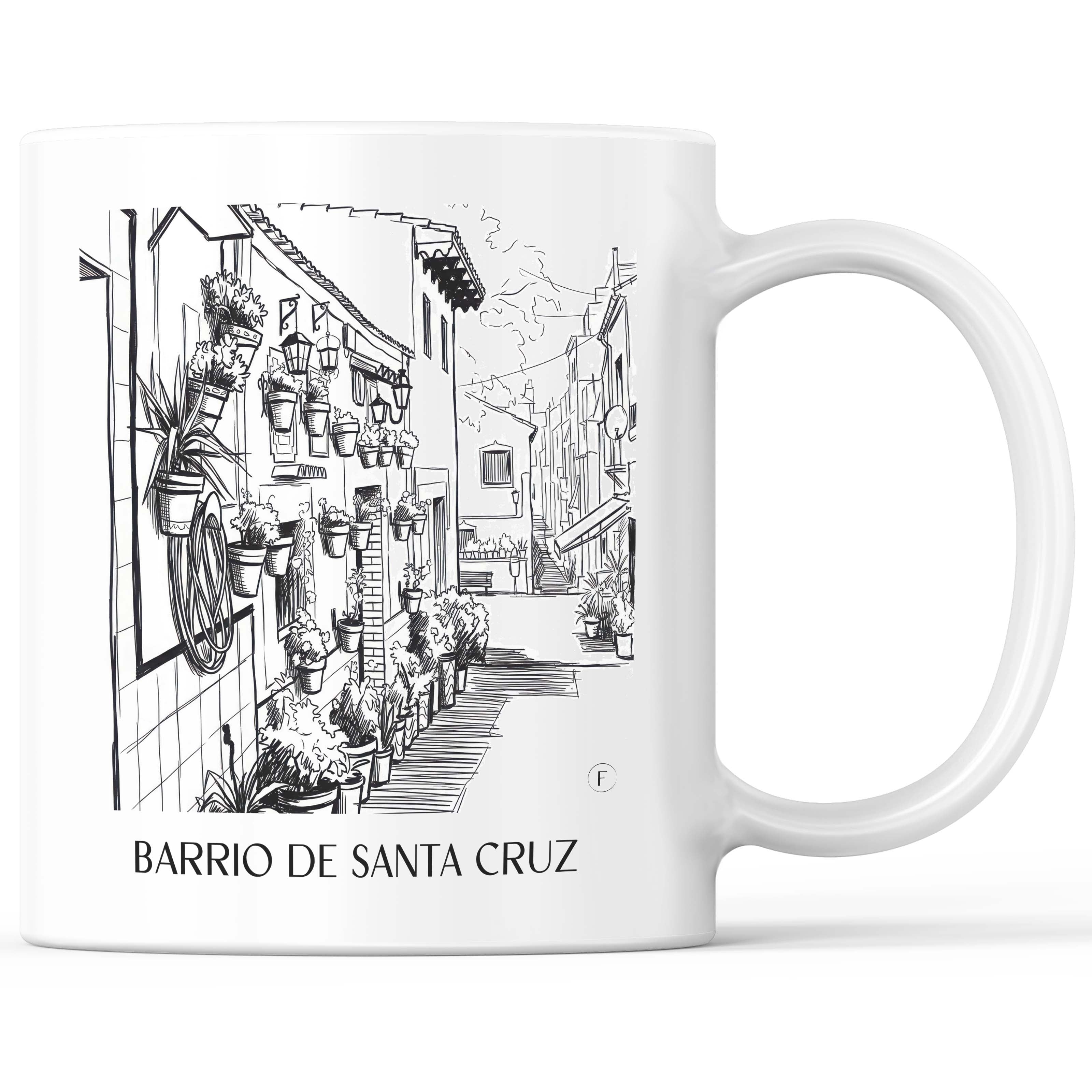 Barrio de Santa Cruz Kaffeebecher - Alicante - Spanien Becher - Kaffeetasse im Skizze Stil - favplace