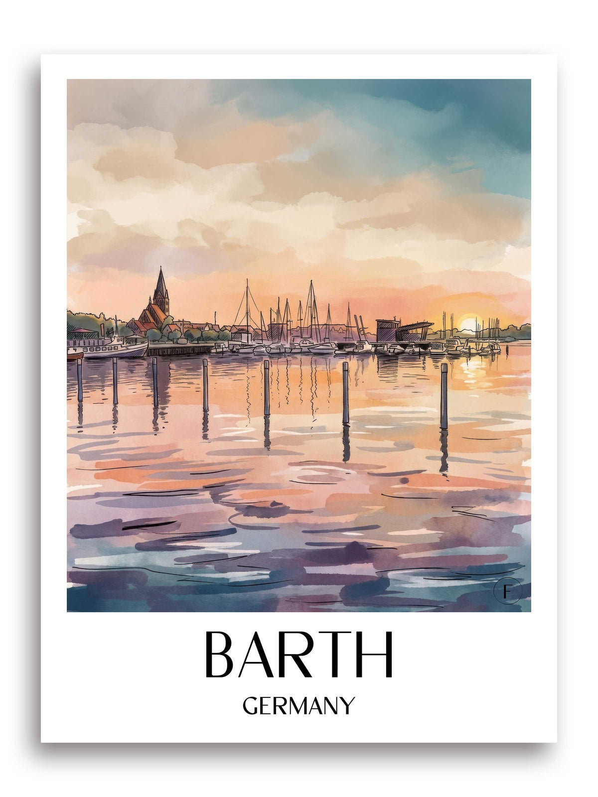 Barth Poster - Mecklenburg-Vorpommern - Deutschland Kunstdruck - Aquarell von A4 bis A1 - favplace