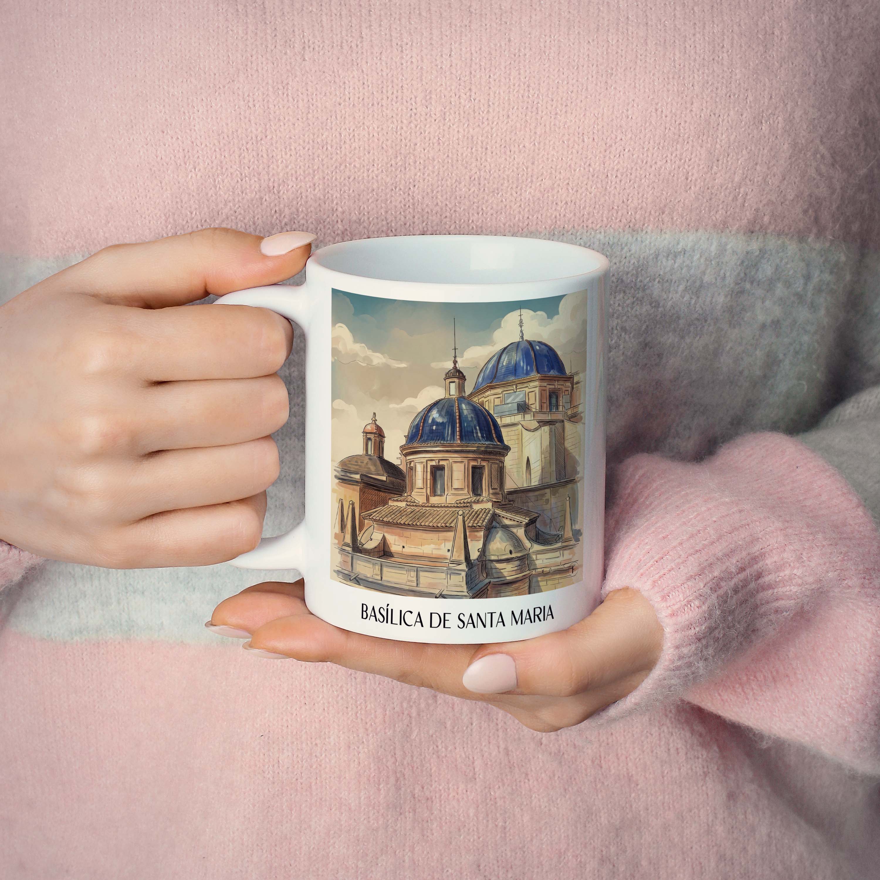basílica-de-santa-maria-elche-spanien-kaffeebecher-aquarell