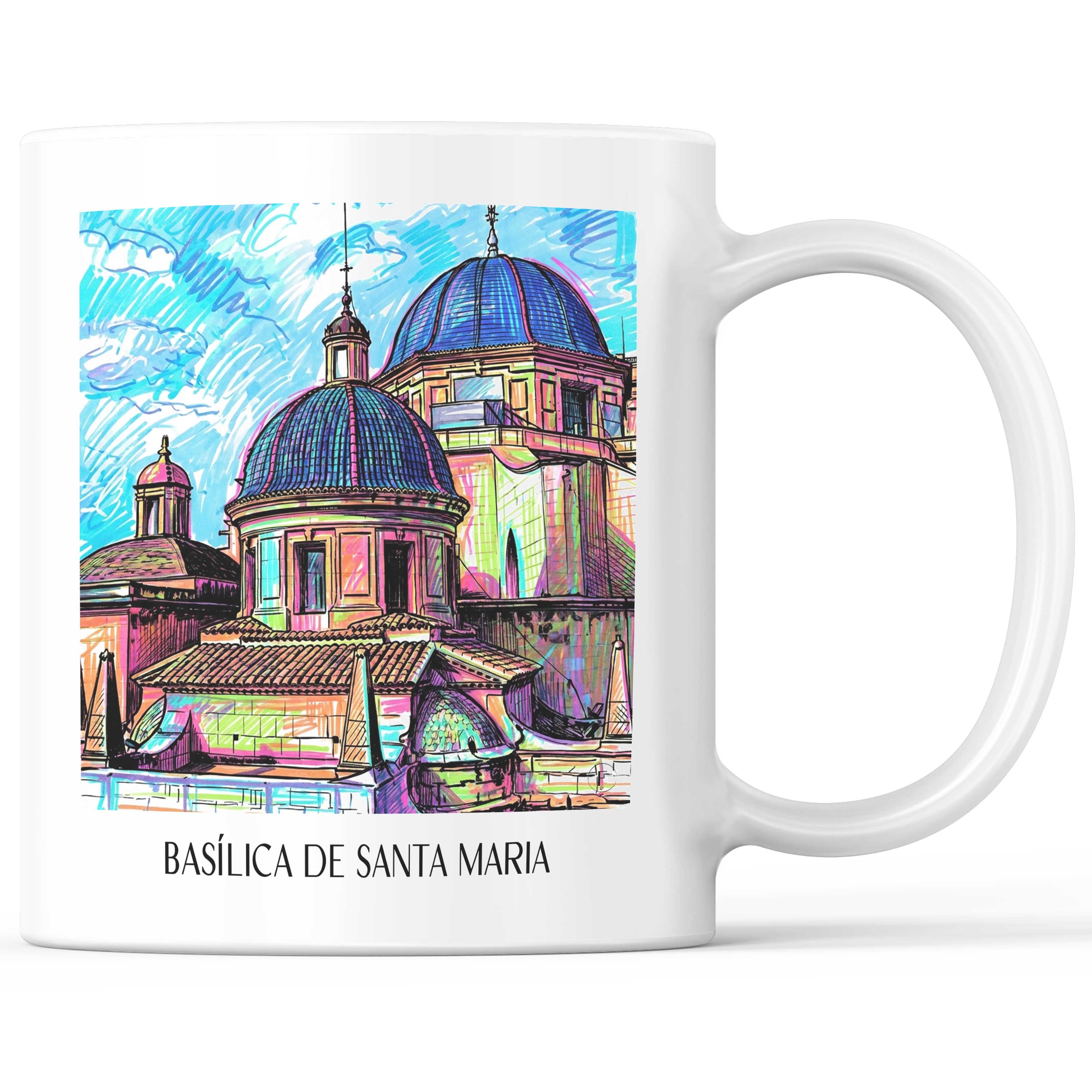 Basílica de Santa Maria Kaffeebecher - Elche - Spanien Becher - Kaffeetasse im Tag Graffiti Stil - favplace