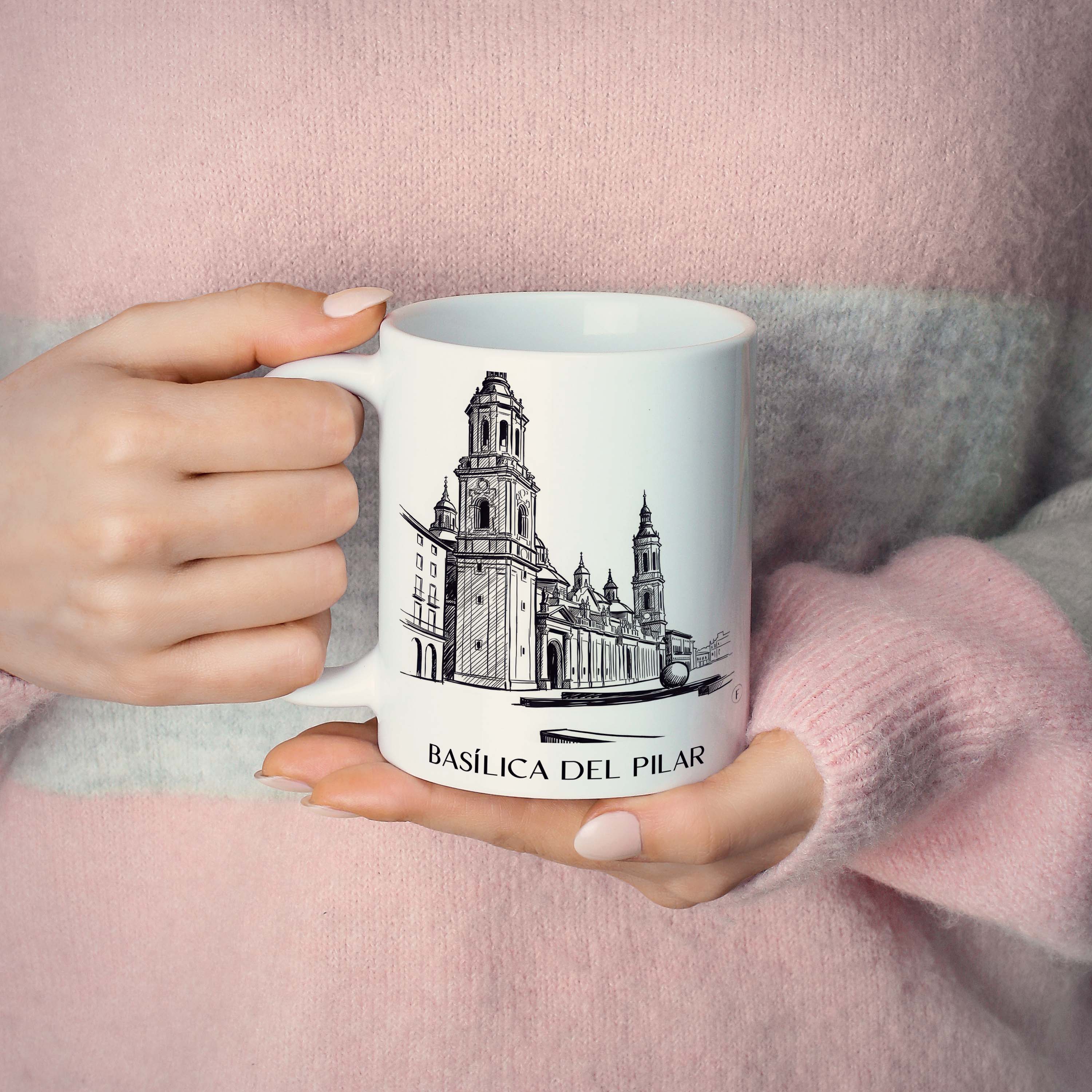 basílica-del-pilar-zaragoza-spanien-kaffeebecher-skizze