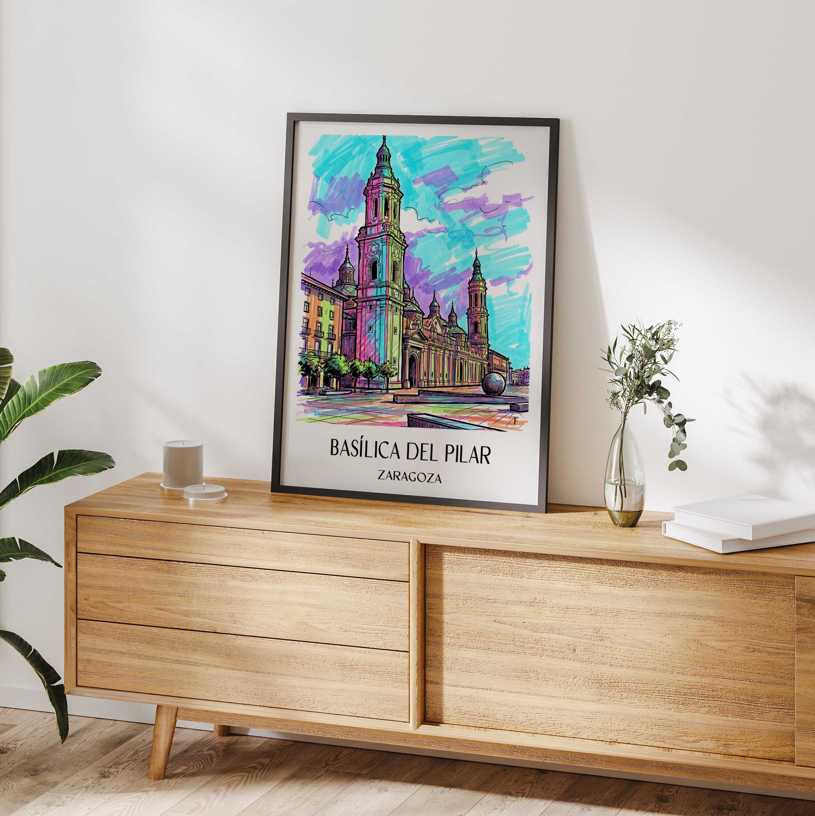 basílica-del-pilar-zaragoza-spanien-poster-graffiti