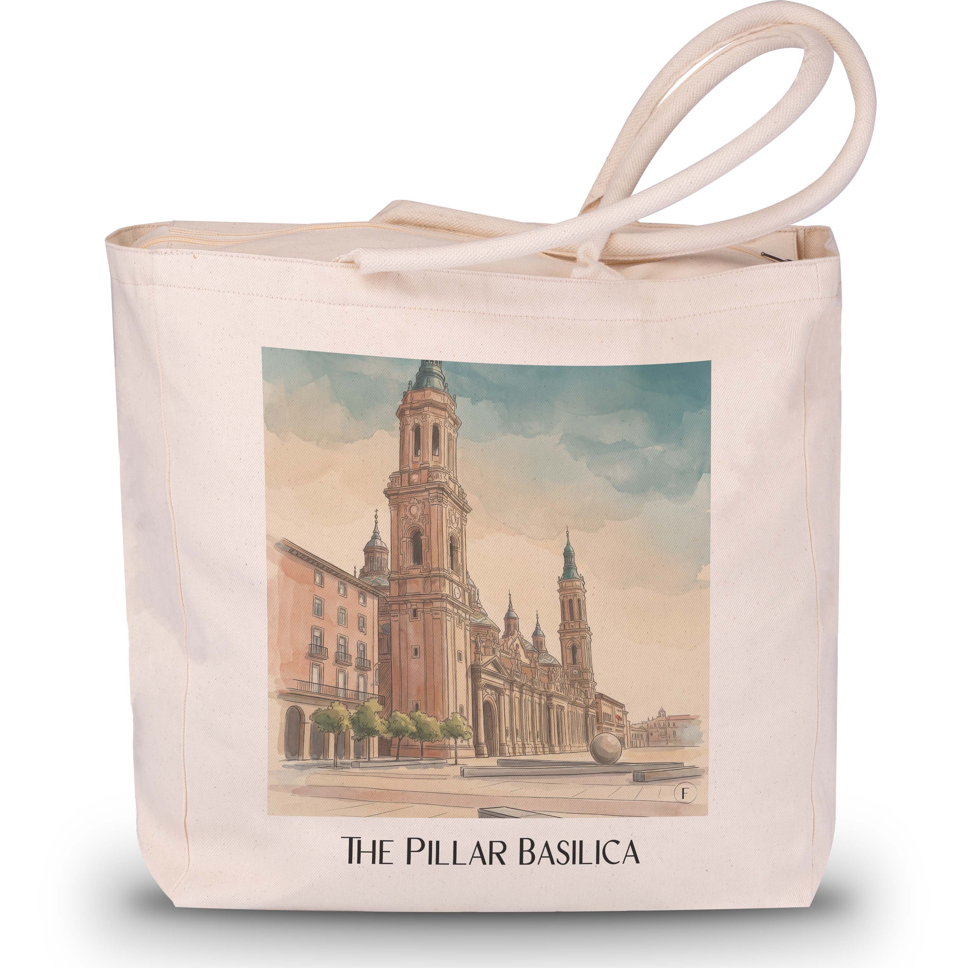 Basílica del Pilar Shopping Tasche - Zaragoza - Spanien Tote Bag - Einkaufstasche im Aquarell Stil - favplace