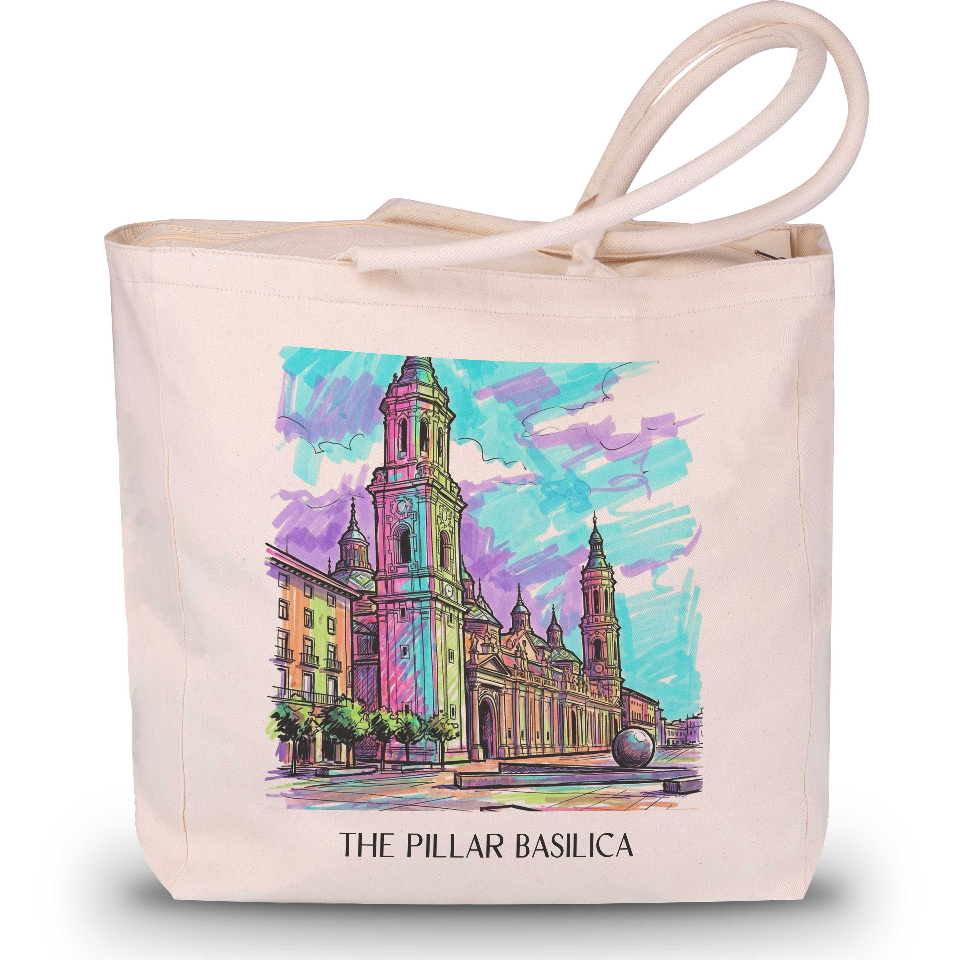 Basílica del Pilar Shopping Tasche - Zaragoza - Spanien Tote Bag - Einkaufstasche im Tag Graffiti Stil - favplace