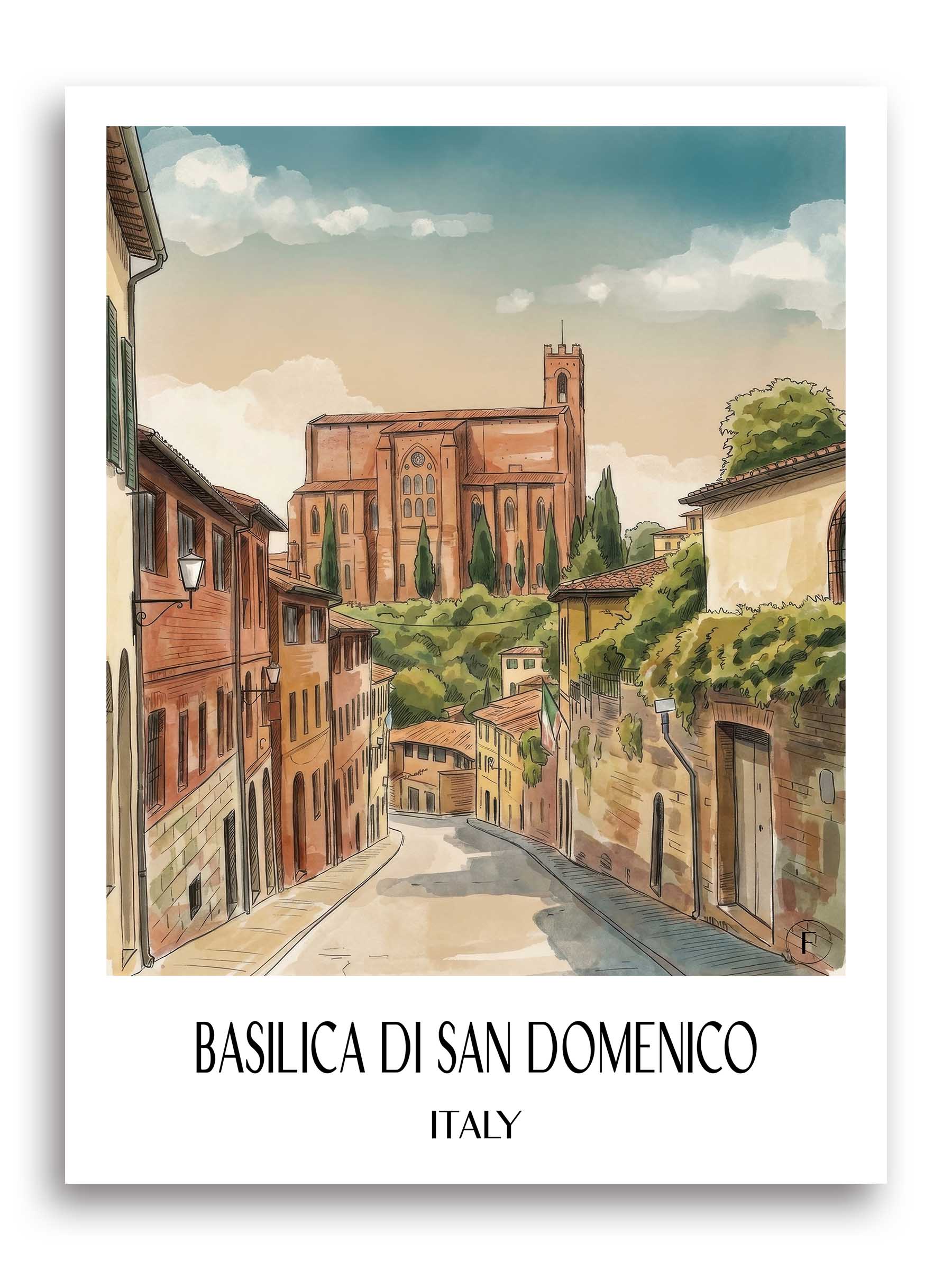 Basilica di San Domenico Poster - Siena - Italien Kunstdruck - Aquarell von A4 bis A1 - favplace