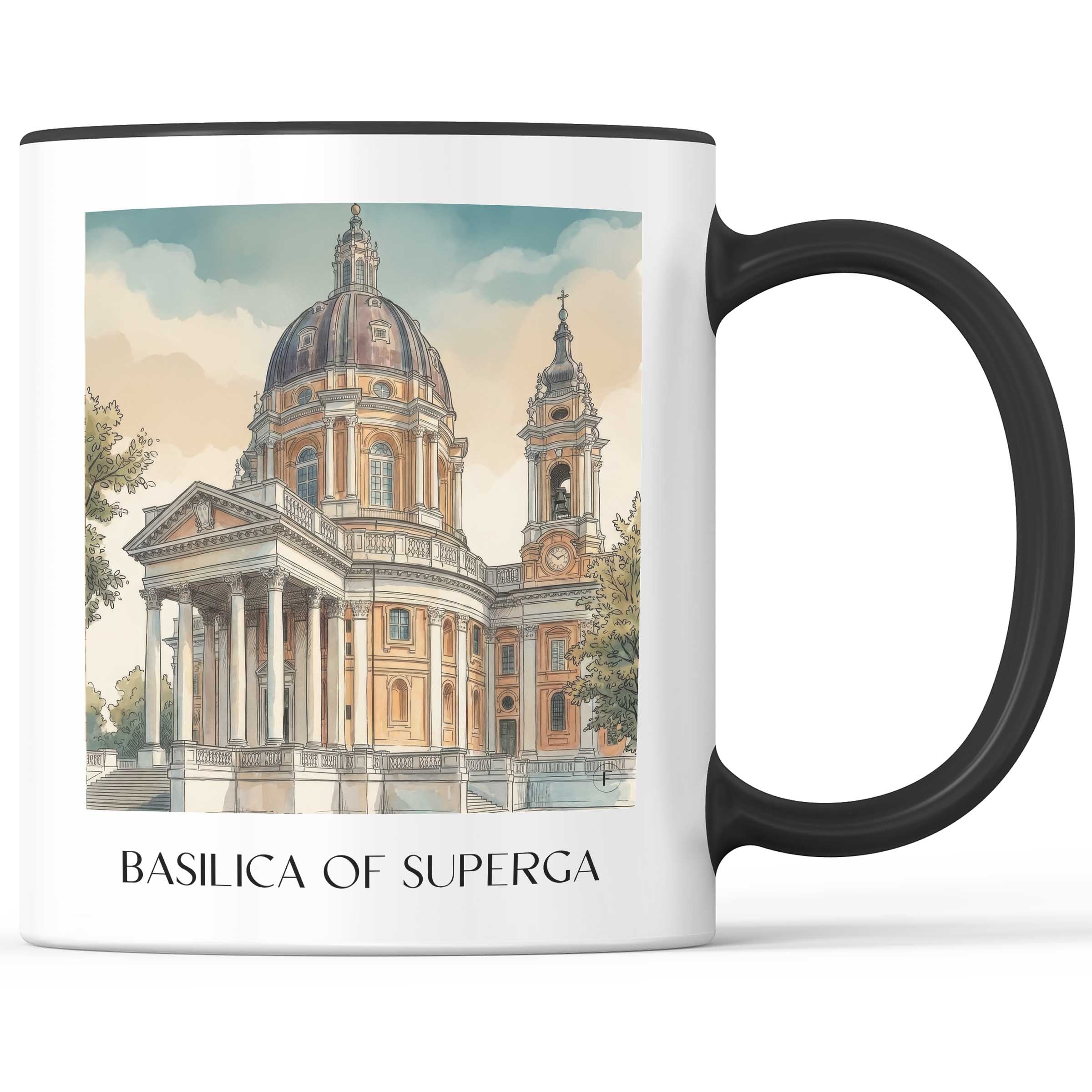 Basilica di Superga Kaffeebecher - Turin - Italien Becher - Kaffeetasse im Aquarell Stil - favplace
