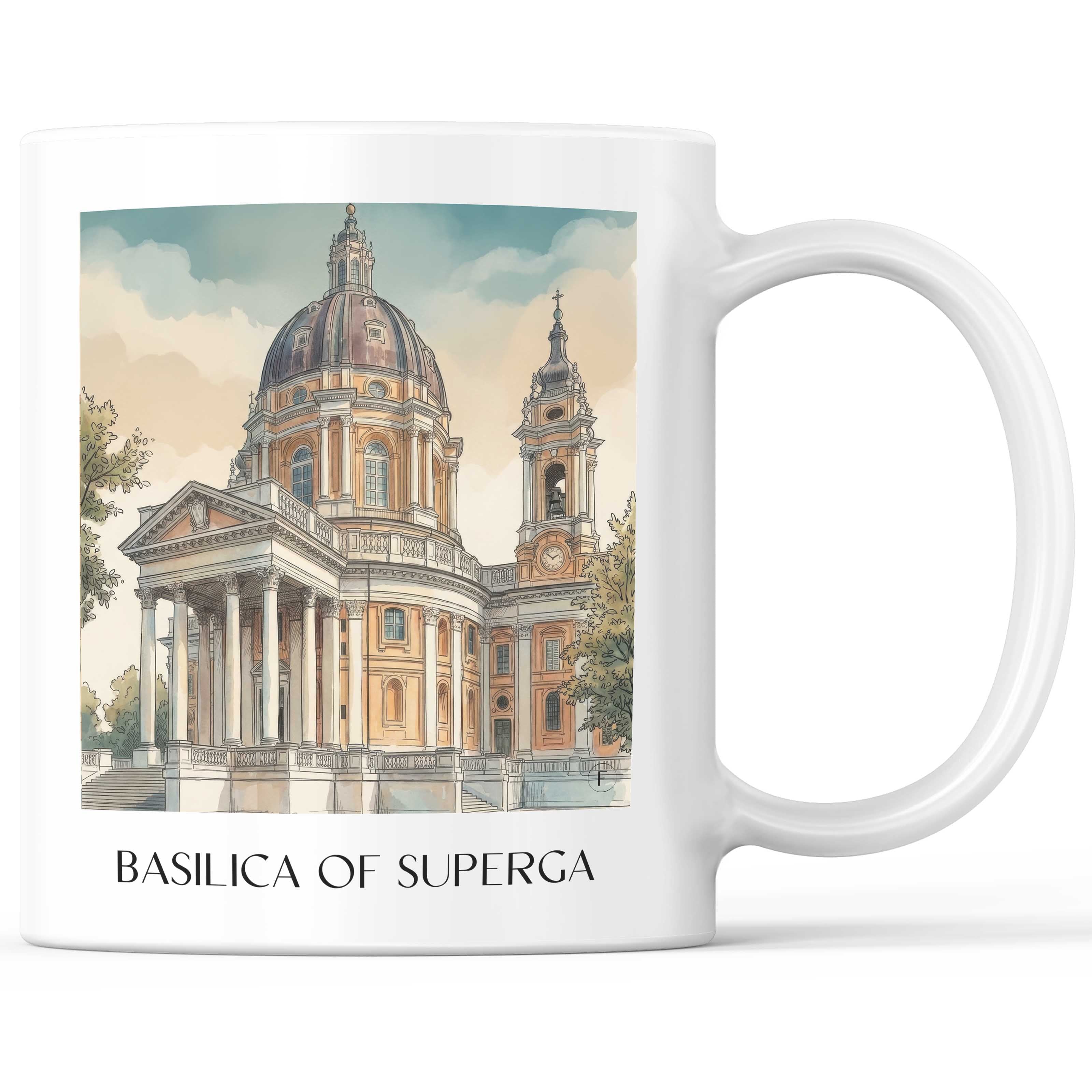 Basilica di Superga Kaffeebecher - Turin - Italien Becher - Kaffeetasse im Aquarell Stil - favplace