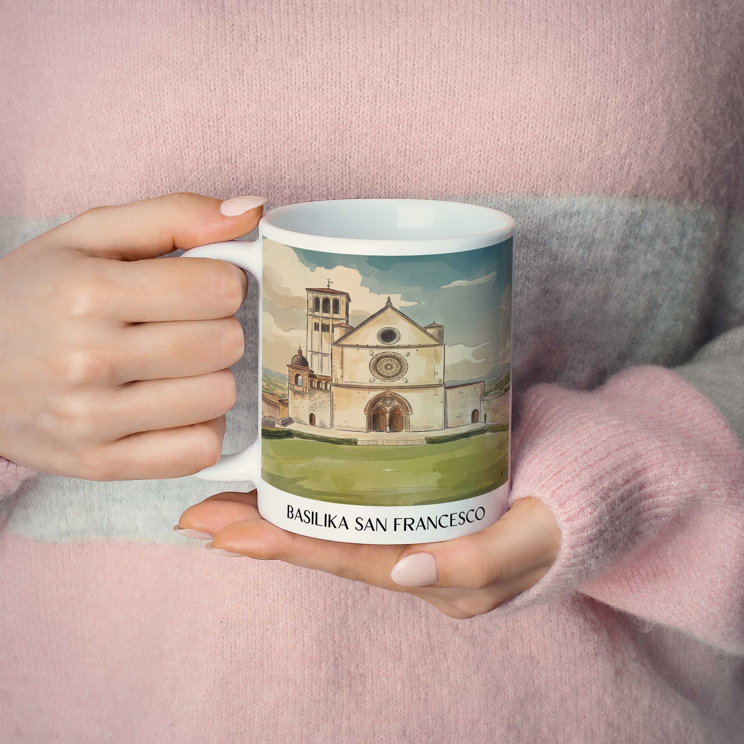basilika-san-francesco-assisi-italien-kaffeebecher-aquarell
