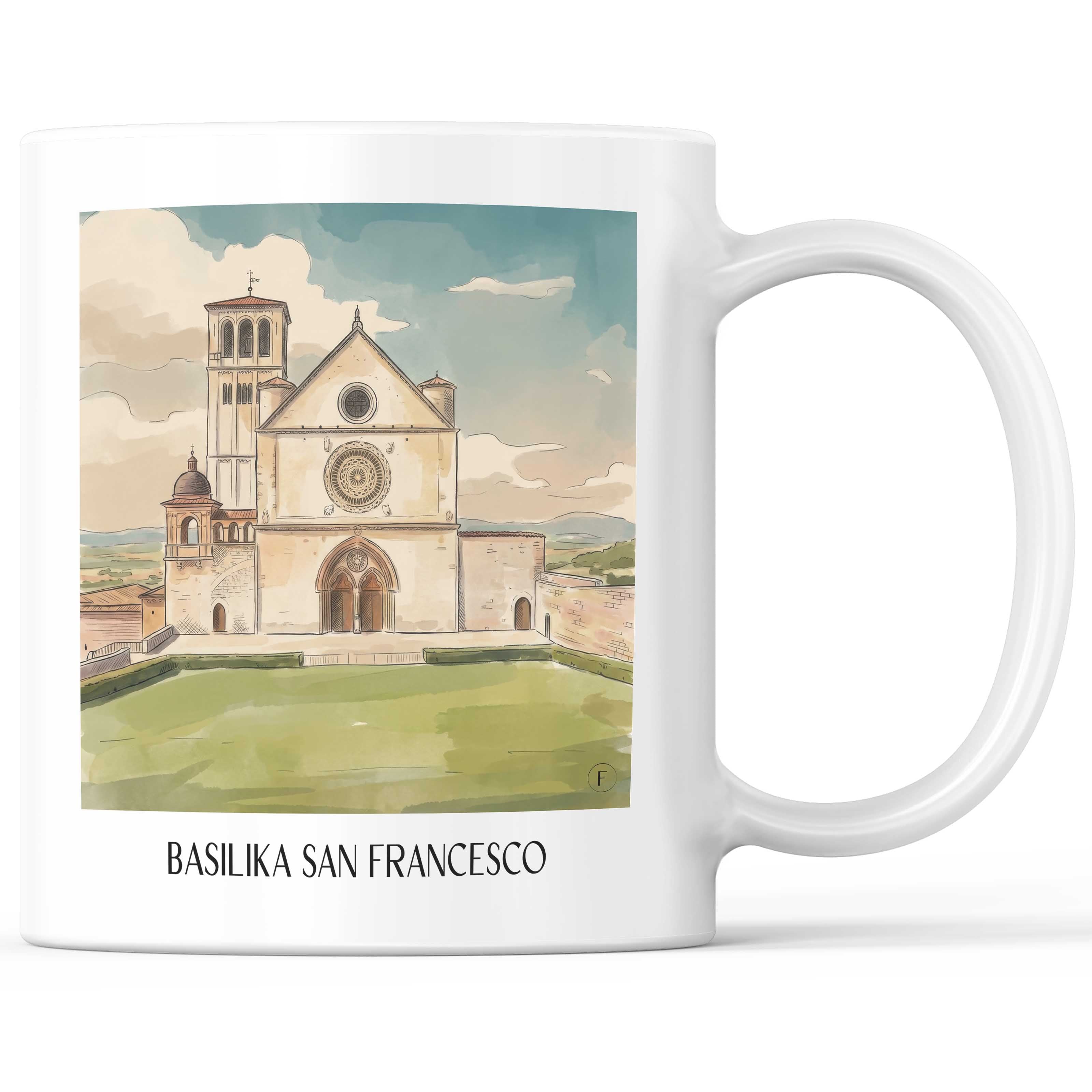 basilika-san-francesco-assisi-italien-kaffeebecher-aquarell