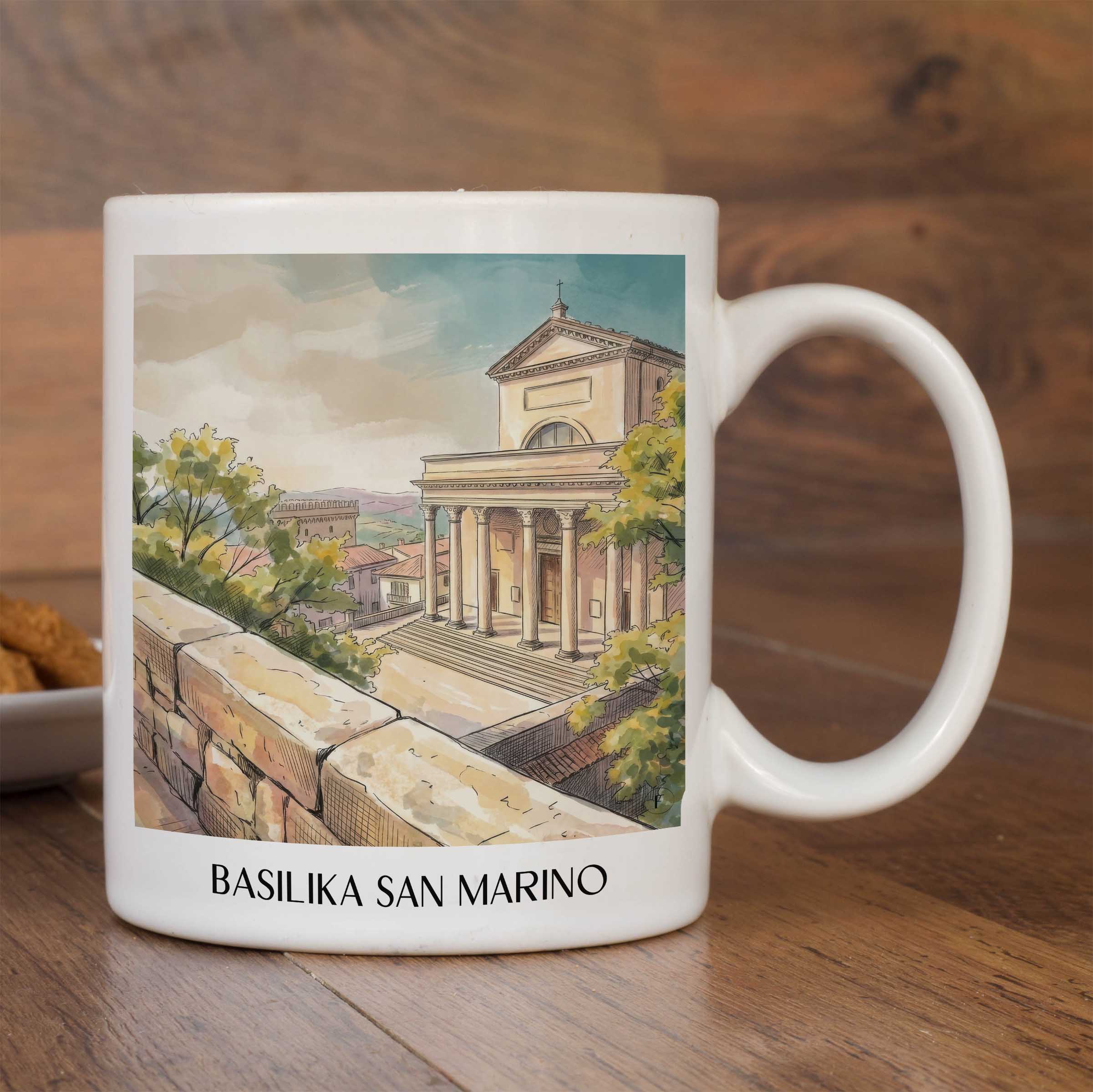 basilika-san-marino-monte-titano-italien-kaffeebecher-aquarell