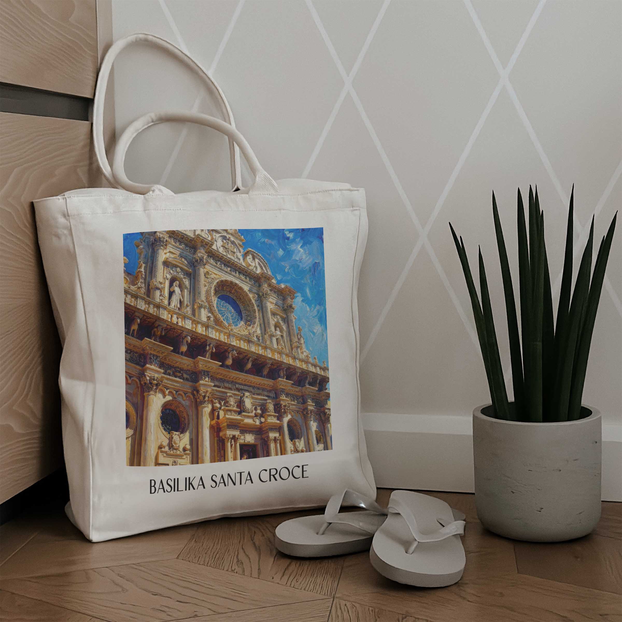 basilika-santa-croce-lecce-italien-einkaufstasche-oil-painting-oelgemaelde