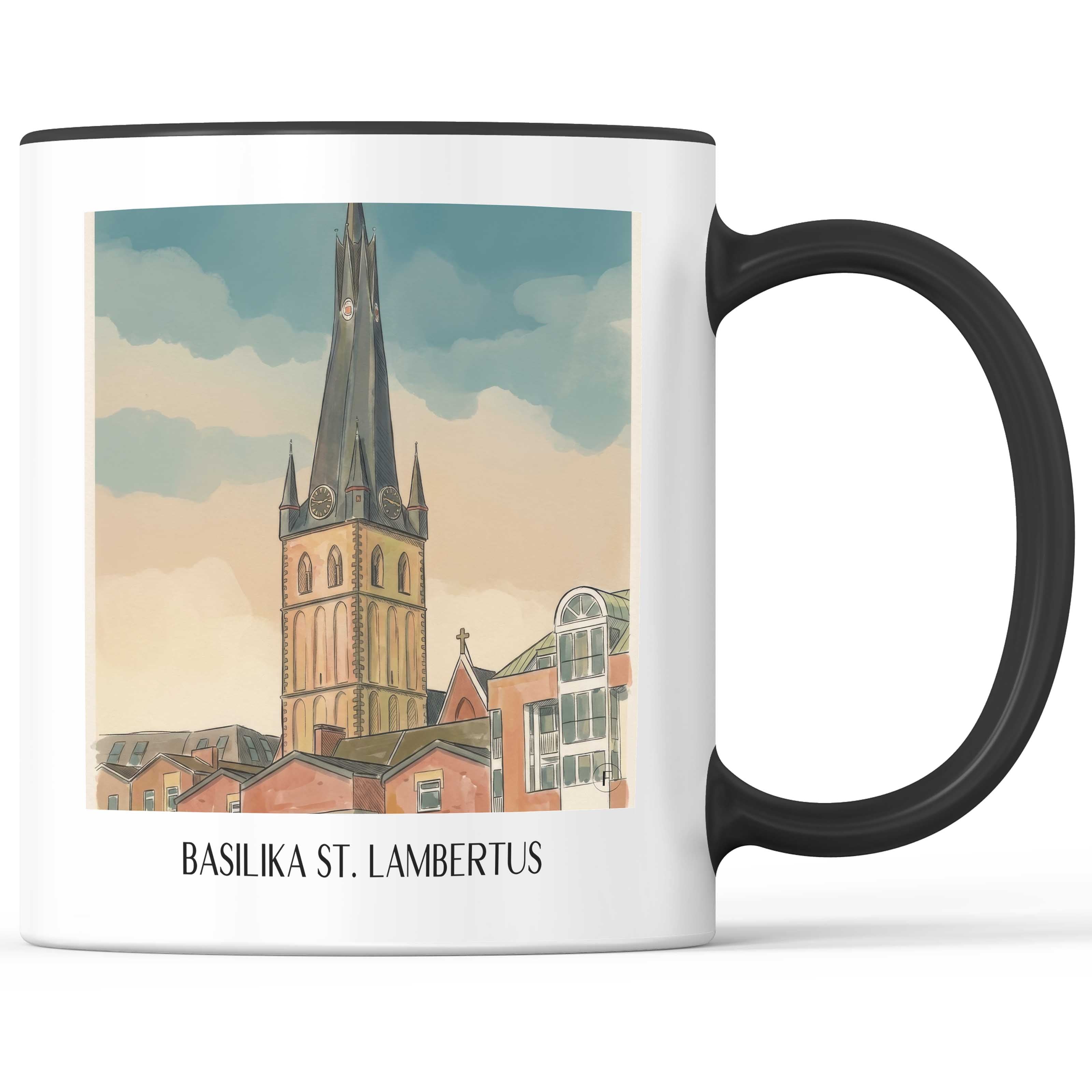 basilika-st.-lambertus-düsseldorf-deutschland-kaffeebecher-aquarell