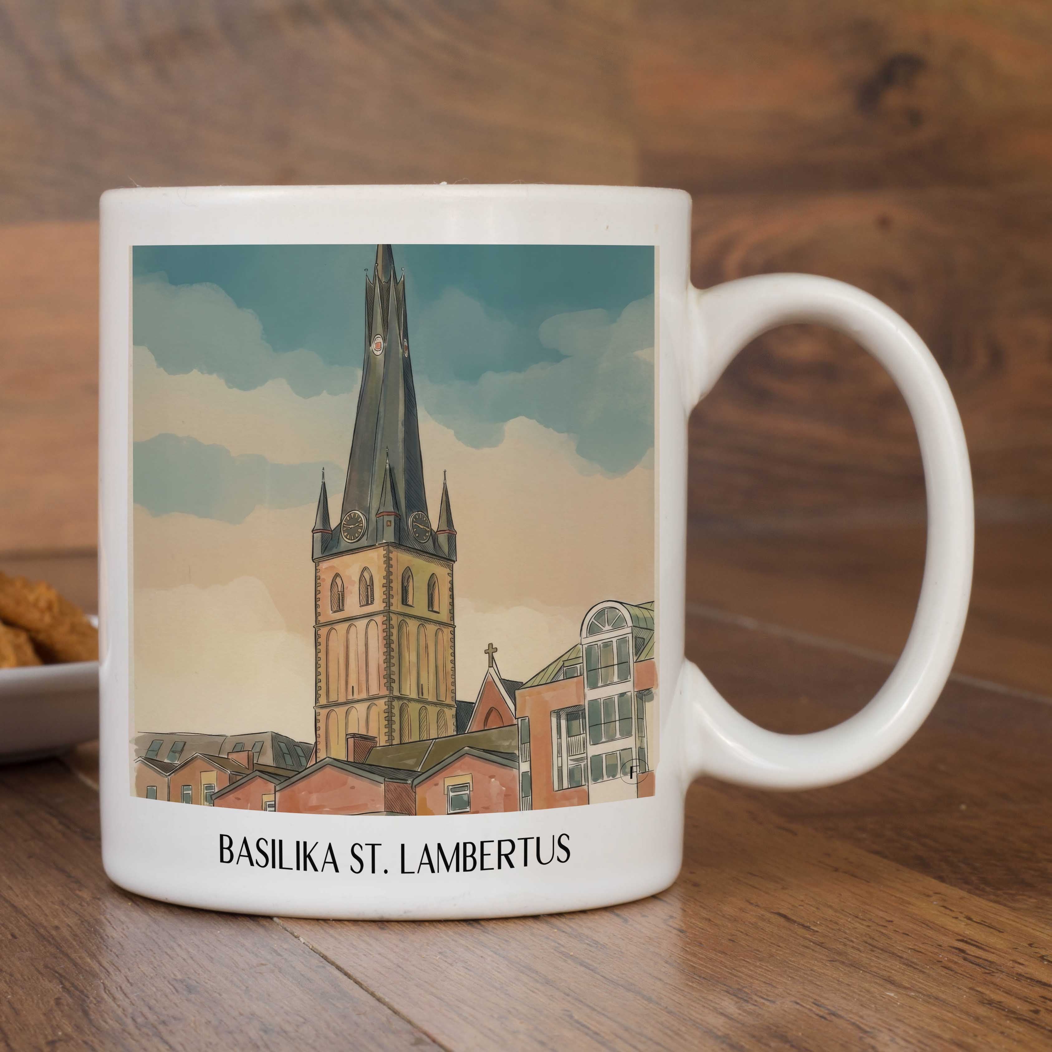 basilika-st.-lambertus-düsseldorf-deutschland-kaffeebecher-aquarell