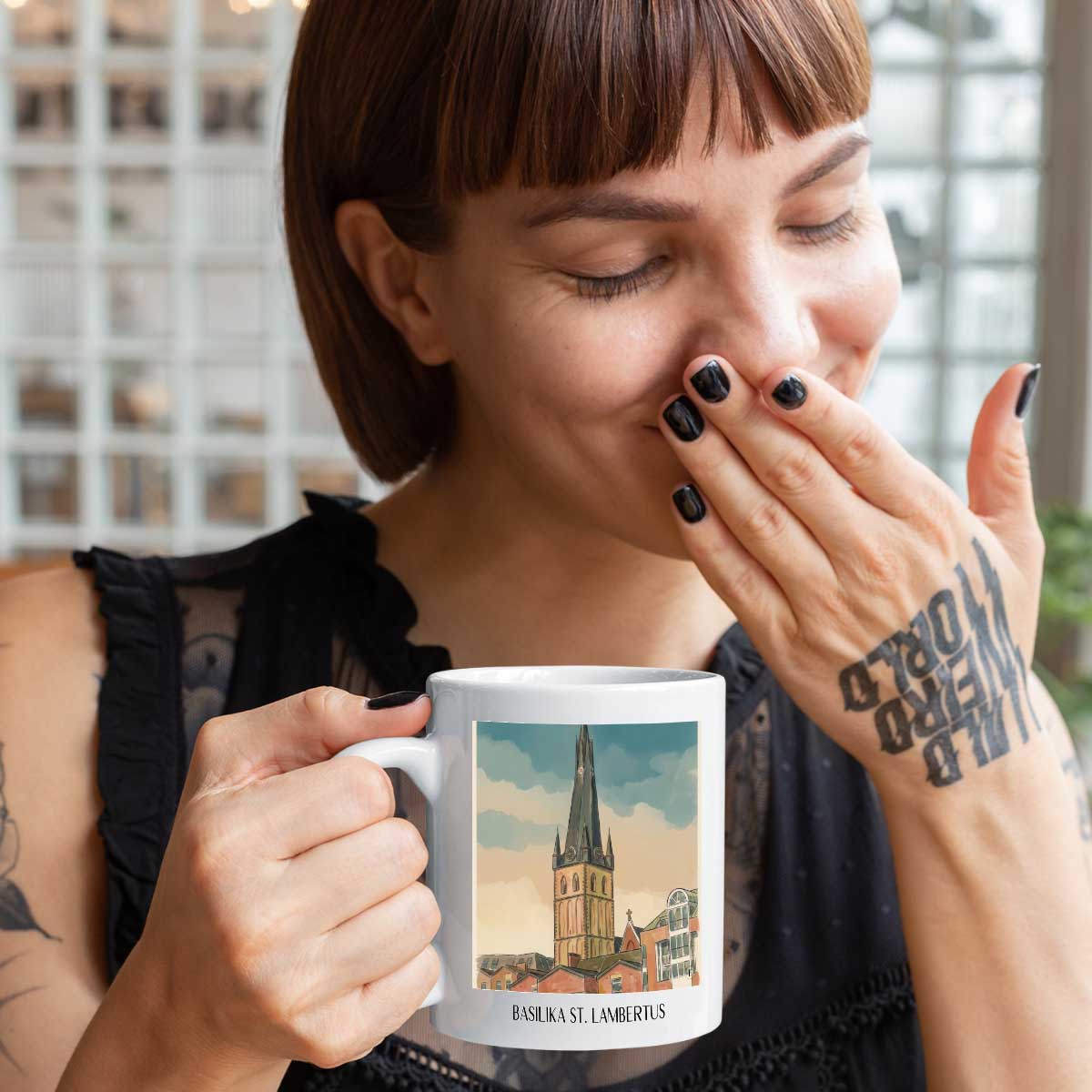basilika-st.-lambertus-düsseldorf-deutschland-kaffeebecher-aquarell