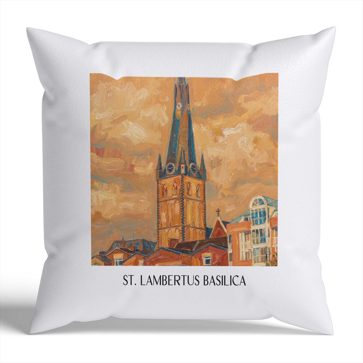 Basilika St. Lambertus Kissenhülle - Zierkissen Bezug - Düsseldorf - Deutschland Kissen bzw. Kissenbezug im Ölgemälde Stil - favplace