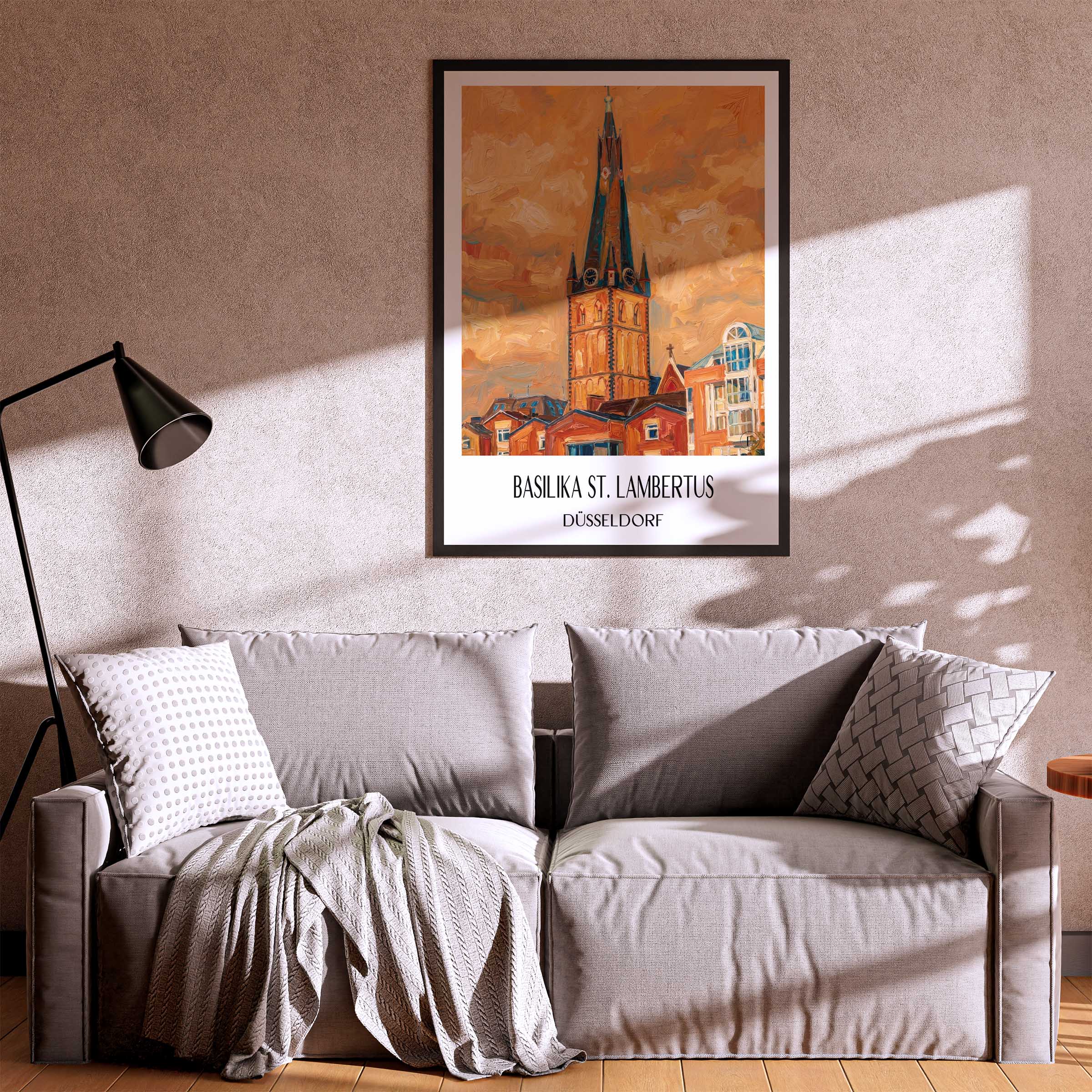 basilika-st.-lambertus-düsseldorf-deutschland-poster-oil-painting-oelgemaelde