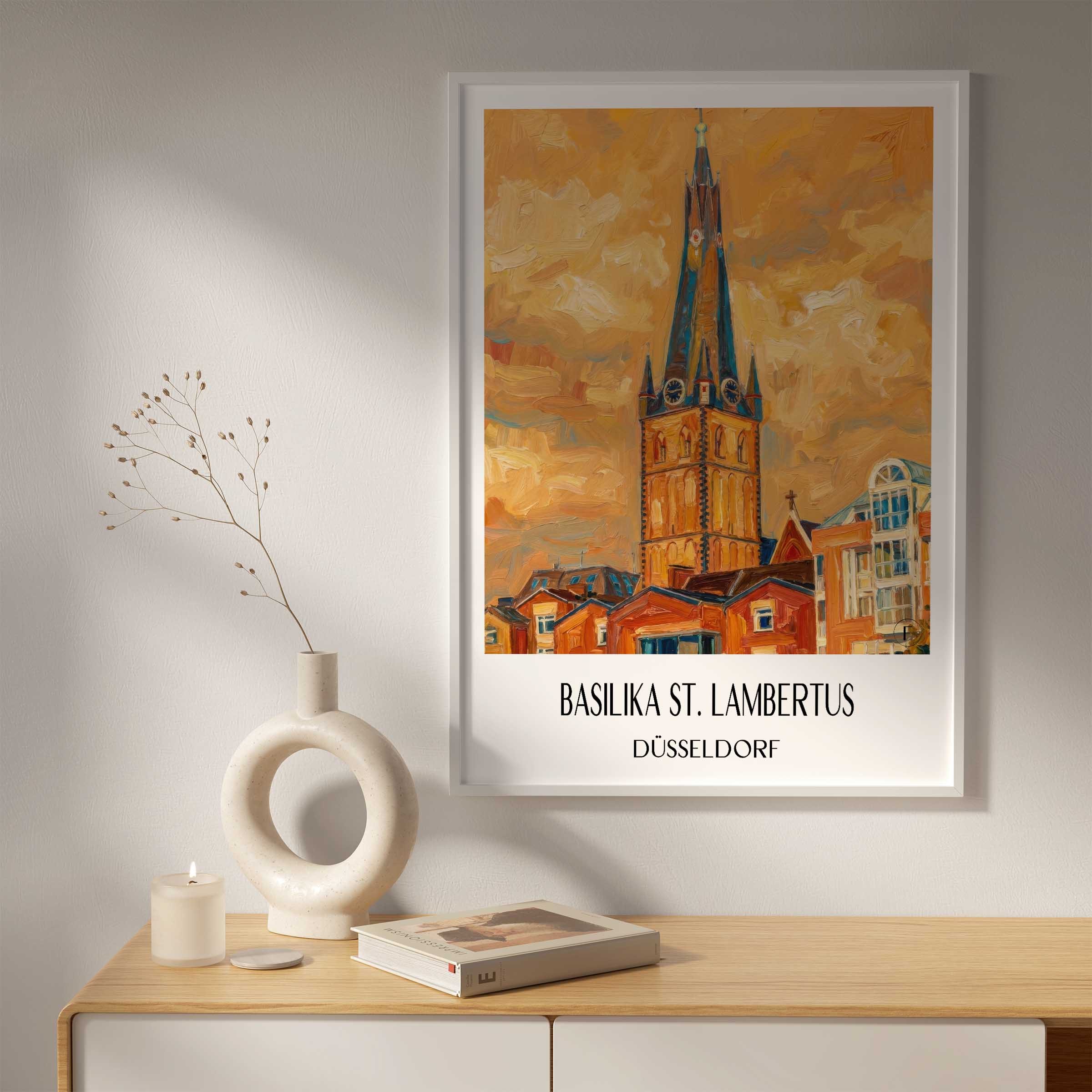 basilika-st.-lambertus-düsseldorf-deutschland-poster-oil-painting-oelgemaelde