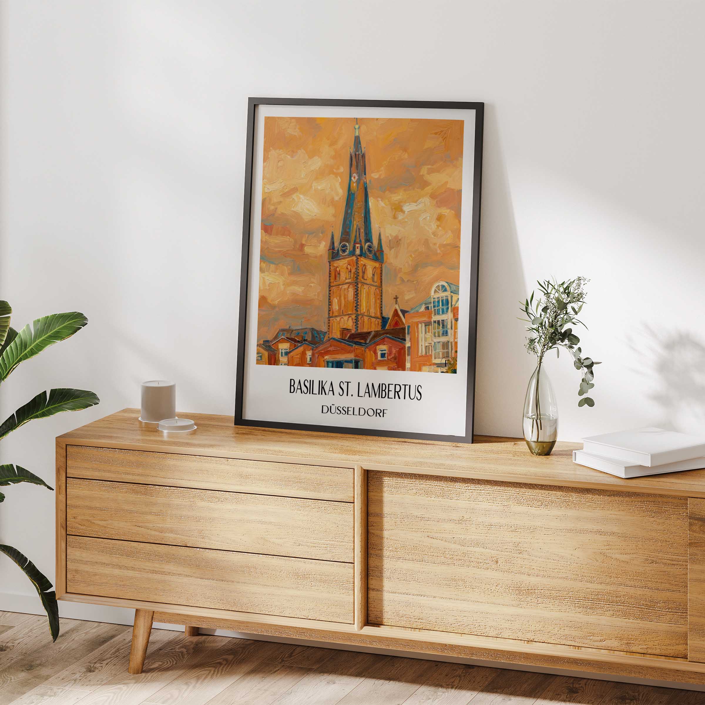 basilika-st.-lambertus-düsseldorf-deutschland-poster-oil-painting-oelgemaelde