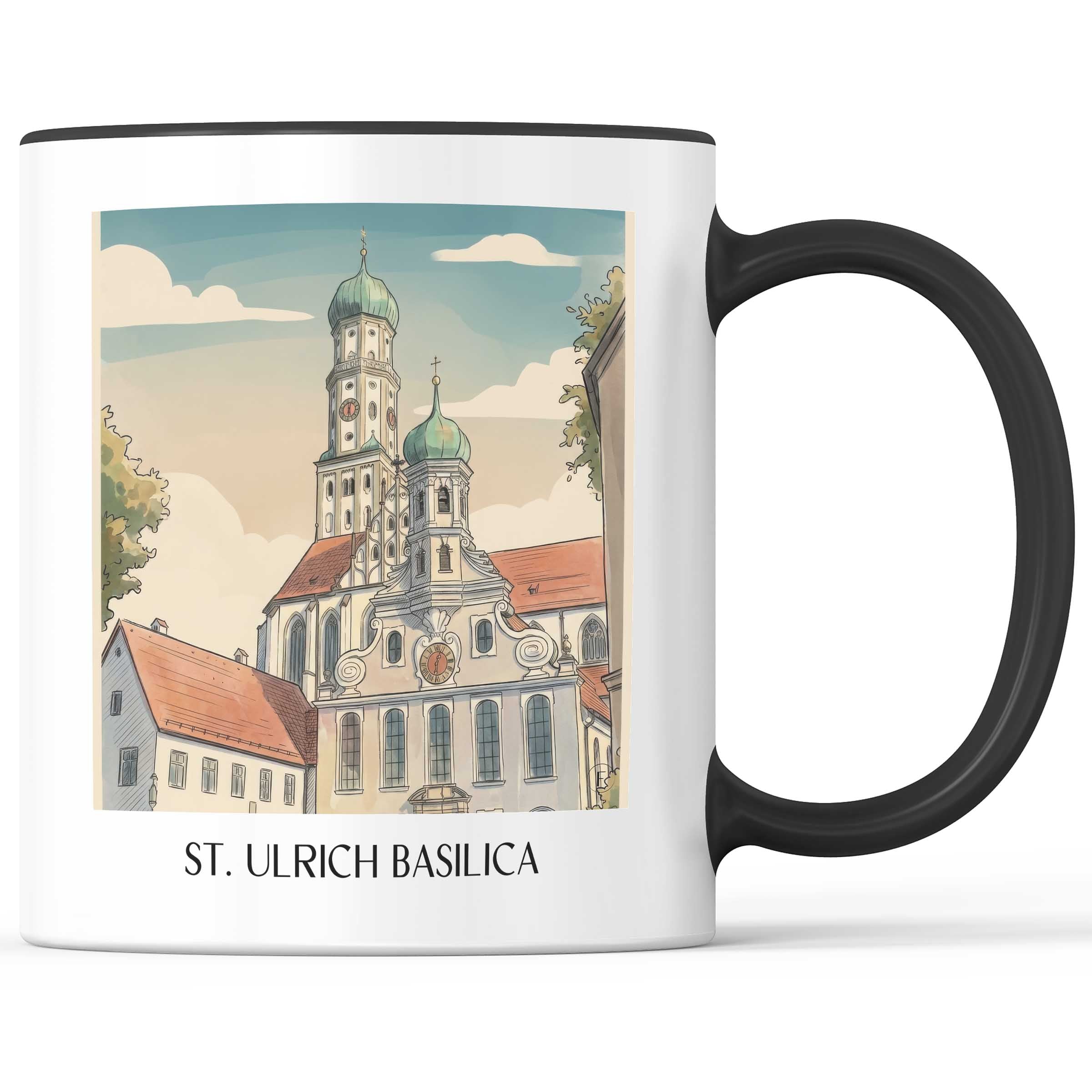 Basilika St. Ulrich Kaffeebecher - Augsburg - Deutschland Becher - Kaffeetasse im Aquarell Stil - favplace