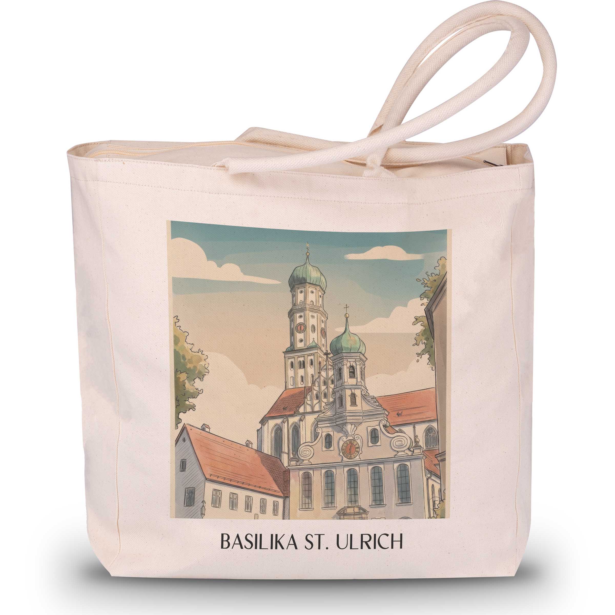 basilika-st.-ulrich-augsburg-deutschland-einkaufstasche-aquarell