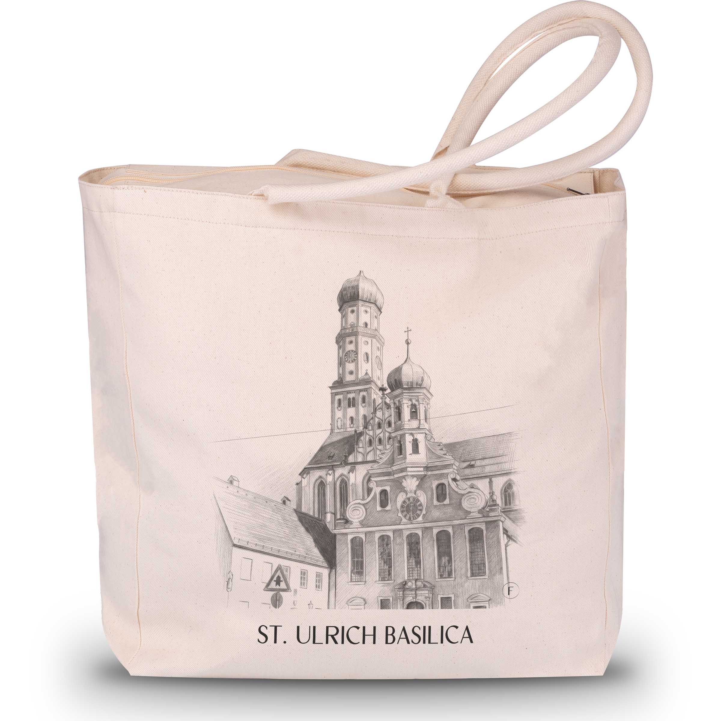 Basilika St. Ulrich Shopping Tasche - Augsburg - Deutschland Tote Bag - Einkaufstasche im Zeichnung Stil