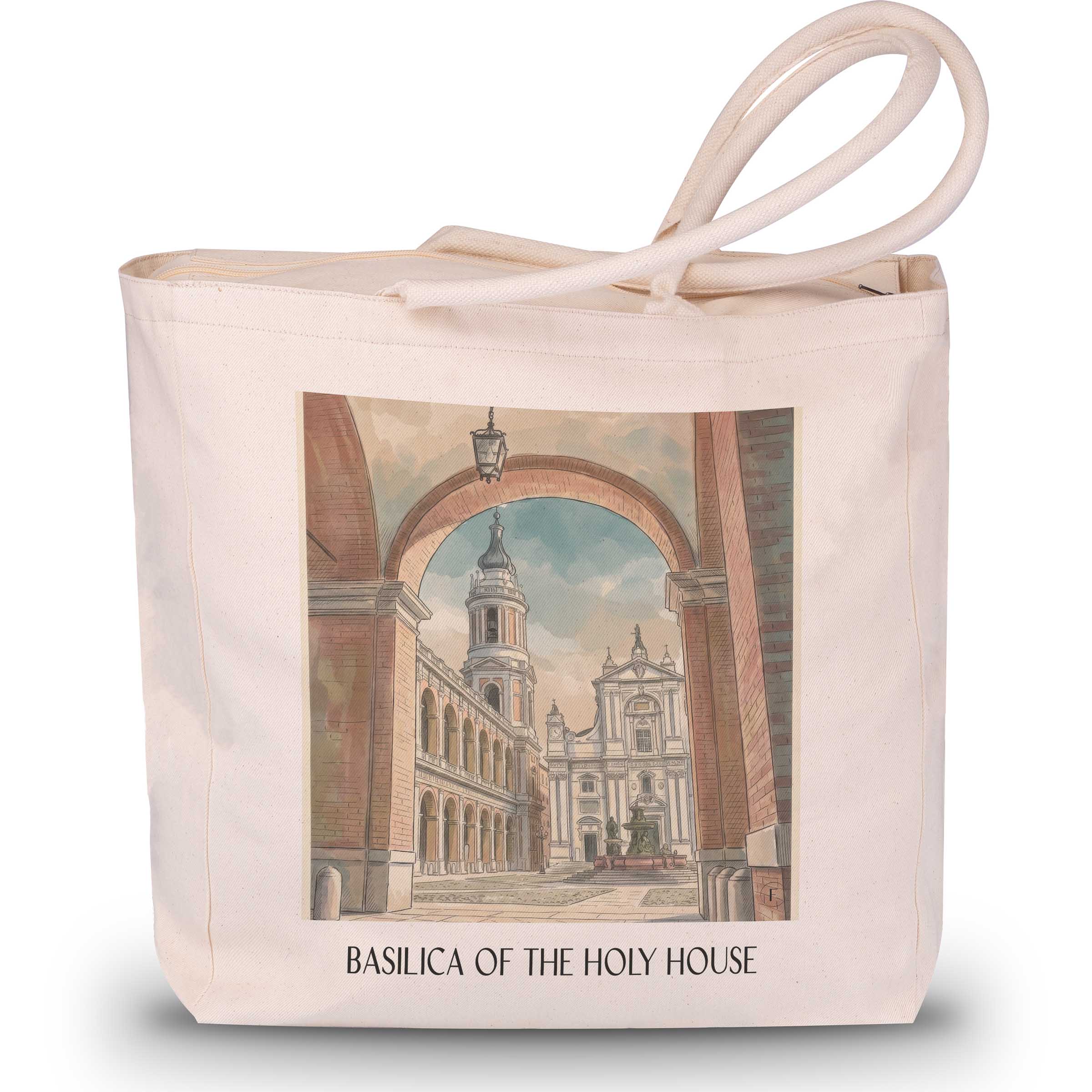 Basilika vom Heiligen Haus Shopping Tasche - Loreto - Italien Tote Bag - Einkaufstasche im Aquarell Stil - favplace