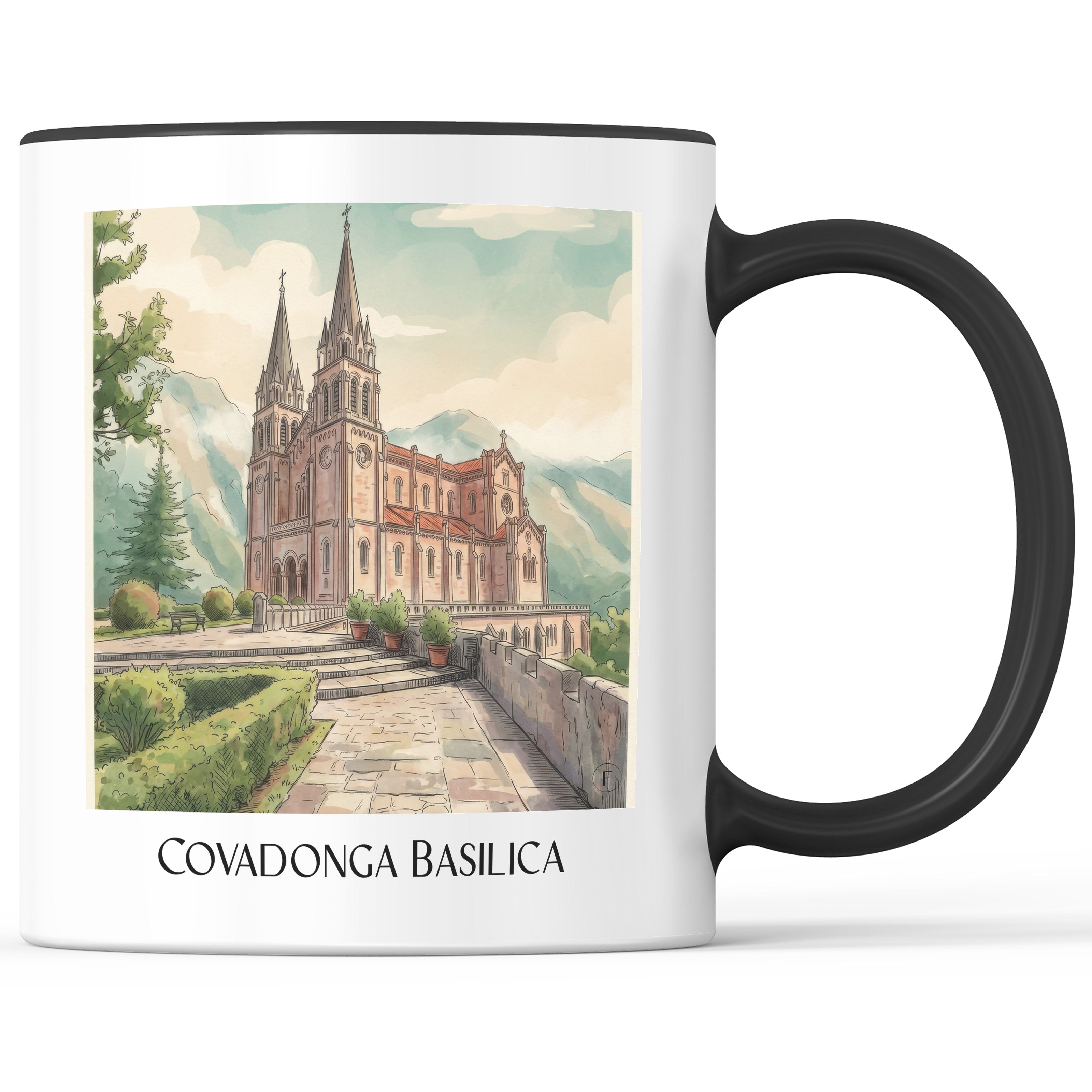 Basilika von Covadonga Kaffeebecher - Spanien - Spanien Becher - Kaffeetasse im Aquarell Stil - favplace