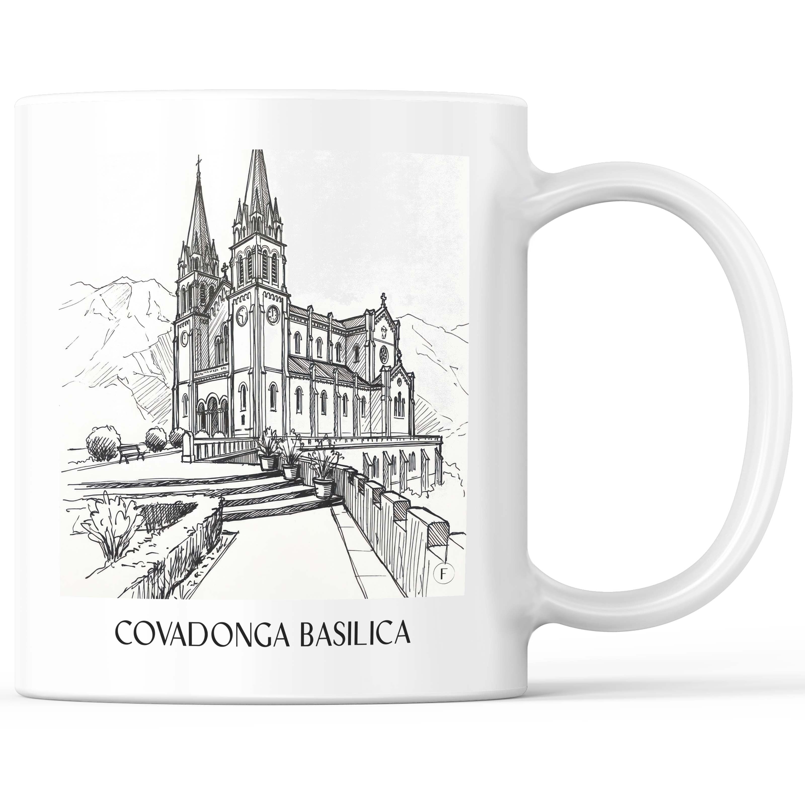 Basilika von Covadonga Kaffeebecher - Spanien - Spanien Becher - Kaffeetasse im Skizze Stil - favplace