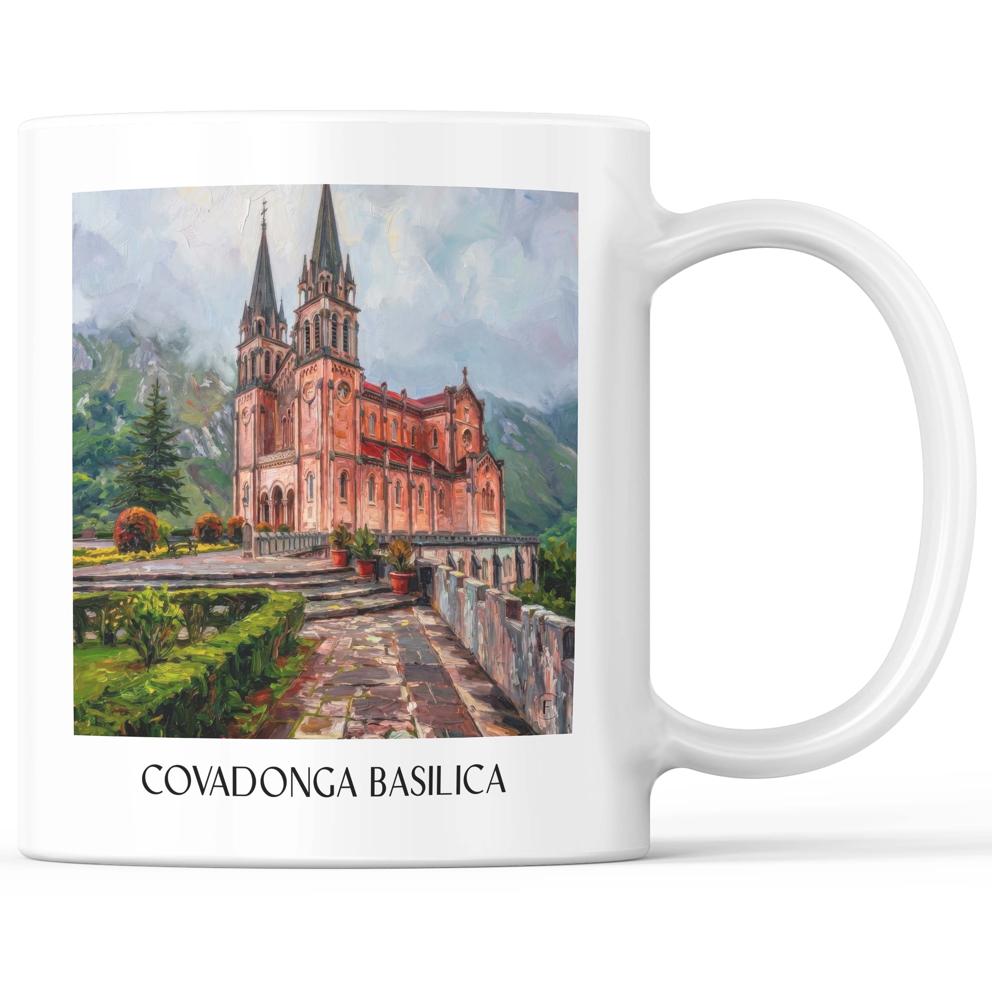 Basilika von Covadonga Kaffeebecher - Spanien - Spanien Becher - Kaffeetasse im Ölgemälde Stil - favplace