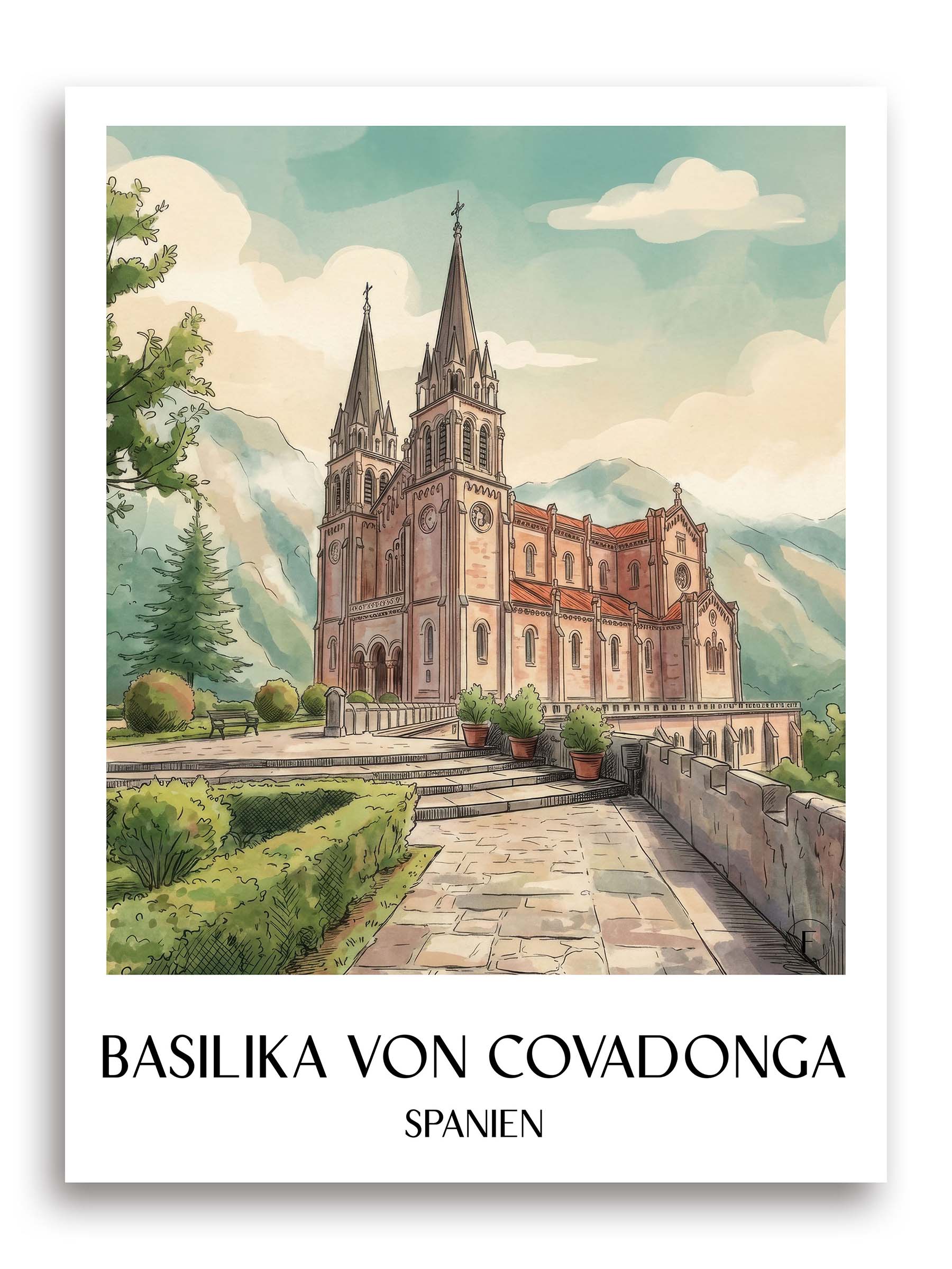 basilika-von-covadonga-spanien-spanien-poster-aquarell