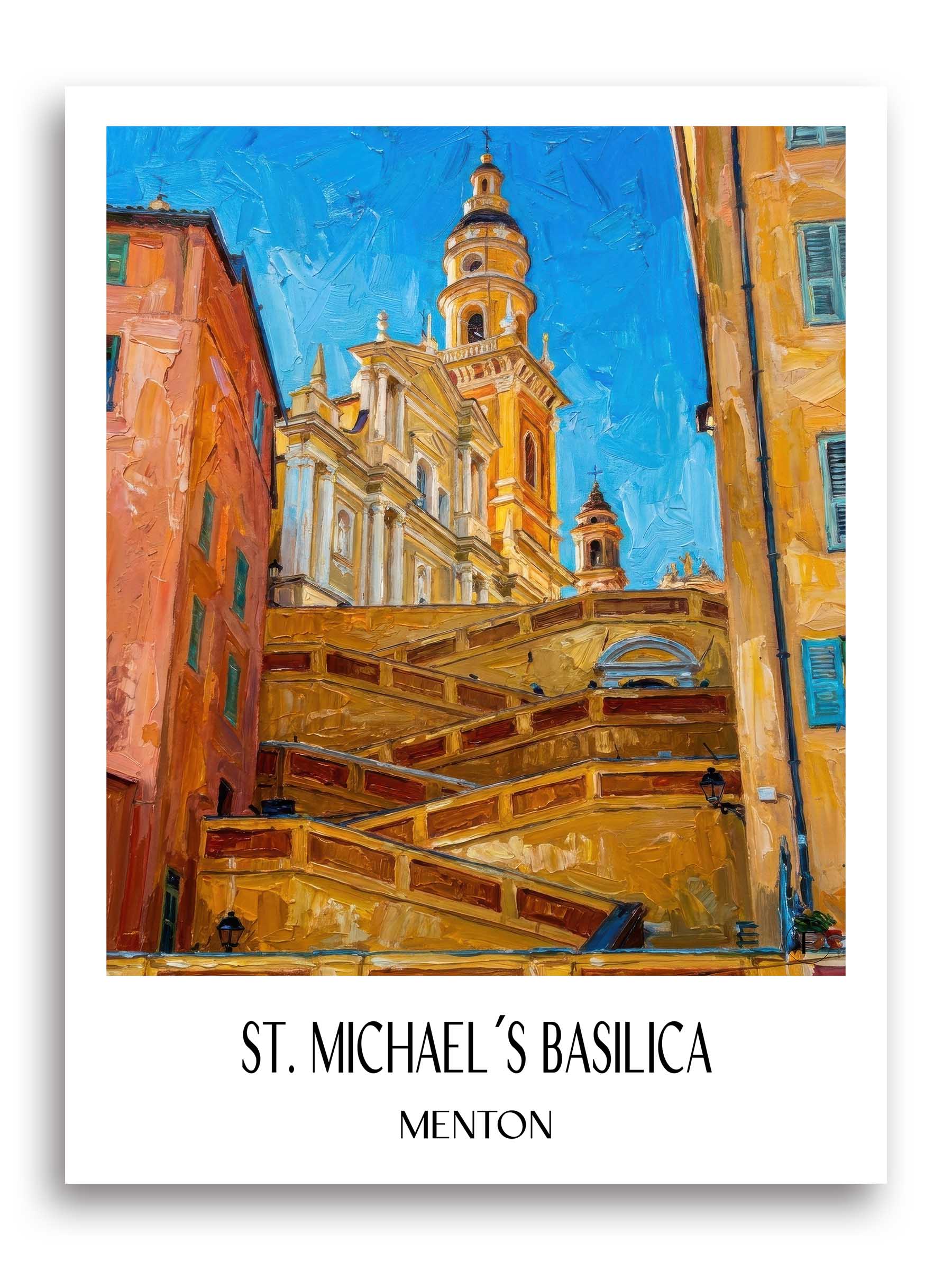 Basilique Saint-Michel Poster - Menton - Frankreich Kunstdruck - Ölgemälde von A4 bis A1 - favplace