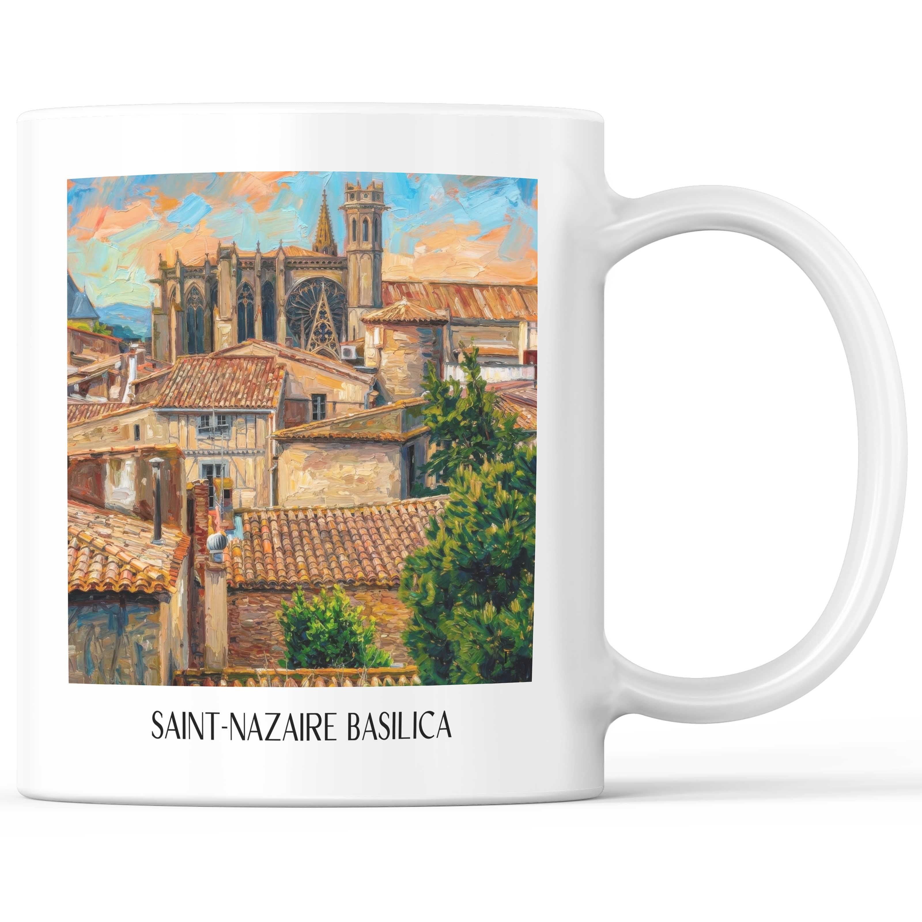 Basilique Saint-Nazaire Kaffeebecher - Carcassonne - Frankreich Becher - Kaffeetasse im Ölgemälde Stil - favplace