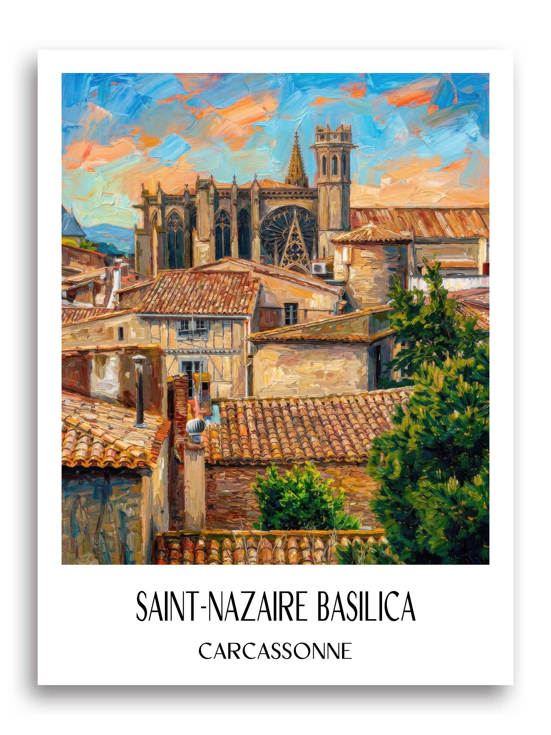 Basilique Saint-Nazaire Poster - Carcassonne - Frankreich Kunstdruck - Ölgemälde von A4 bis A1 - favplace
