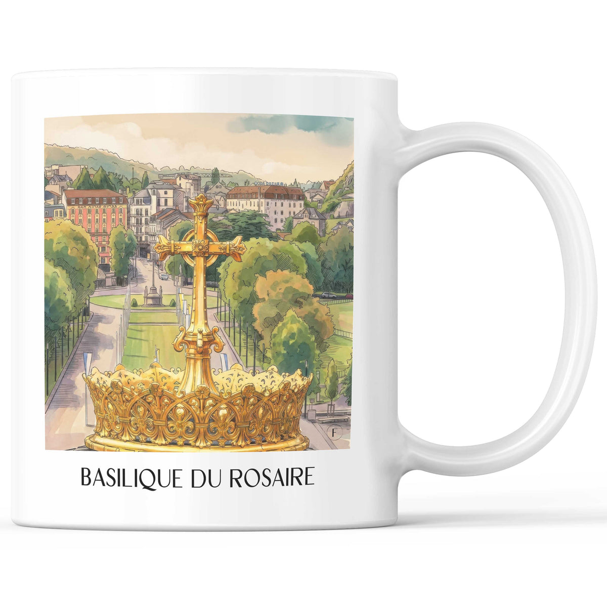 basilique-du-rosaire-lourdes-frankreich-kaffeebecher-aquarell
