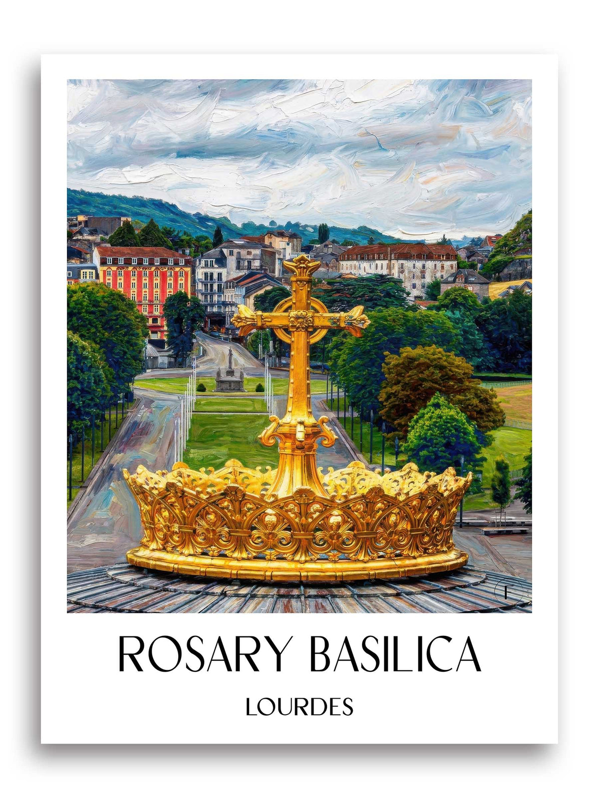 Basilique du Rosaire Poster - Lourdes - Frankreich Kunstdruck - Ölgemälde von A4 bis A1 - favplace