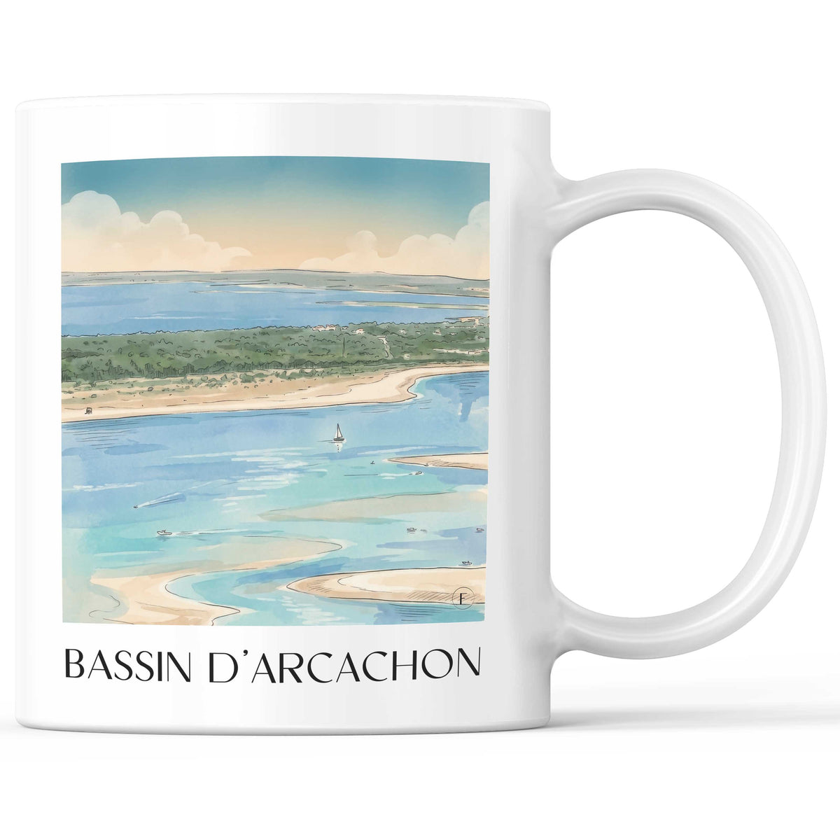 bassin-d'arcachon-gironde-frankreich-kaffeebecher-aquarell