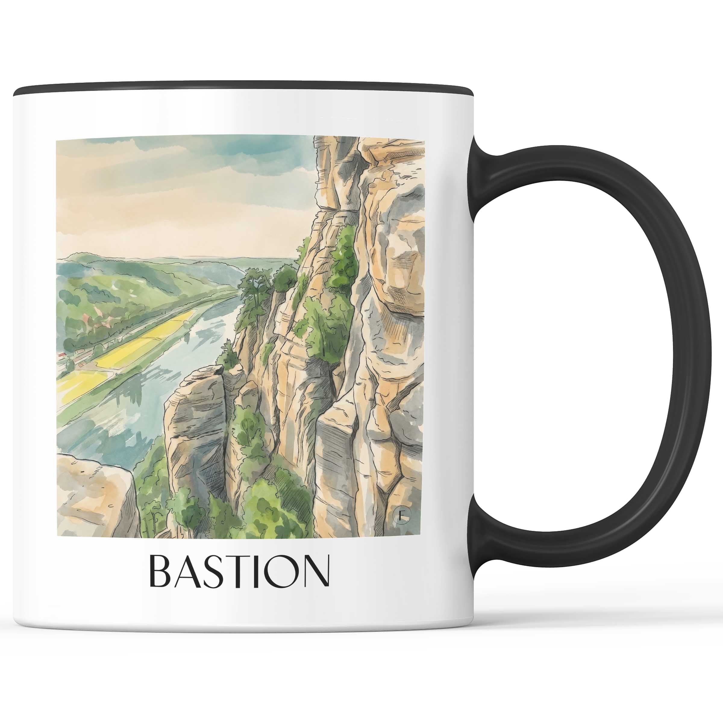Bastei Kaffeebecher - Sächsische Schweiz - Deutschland Becher - Kaffeetasse im Aquarell Stil - favplace