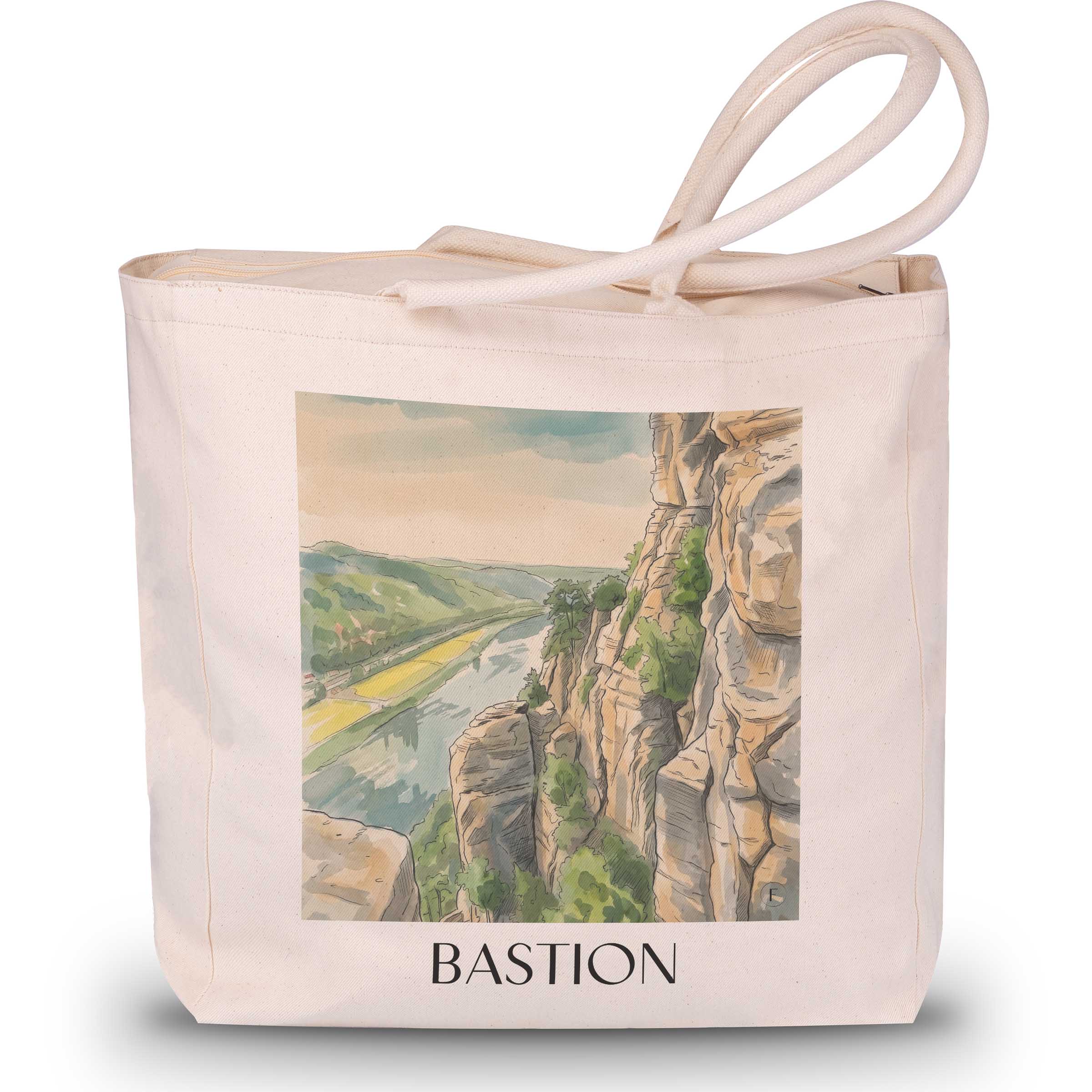 Bastei Shopping Tasche - Sächsische Schweiz - Deutschland Tote Bag - Einkaufstasche im Aquarell Stil - favplace
