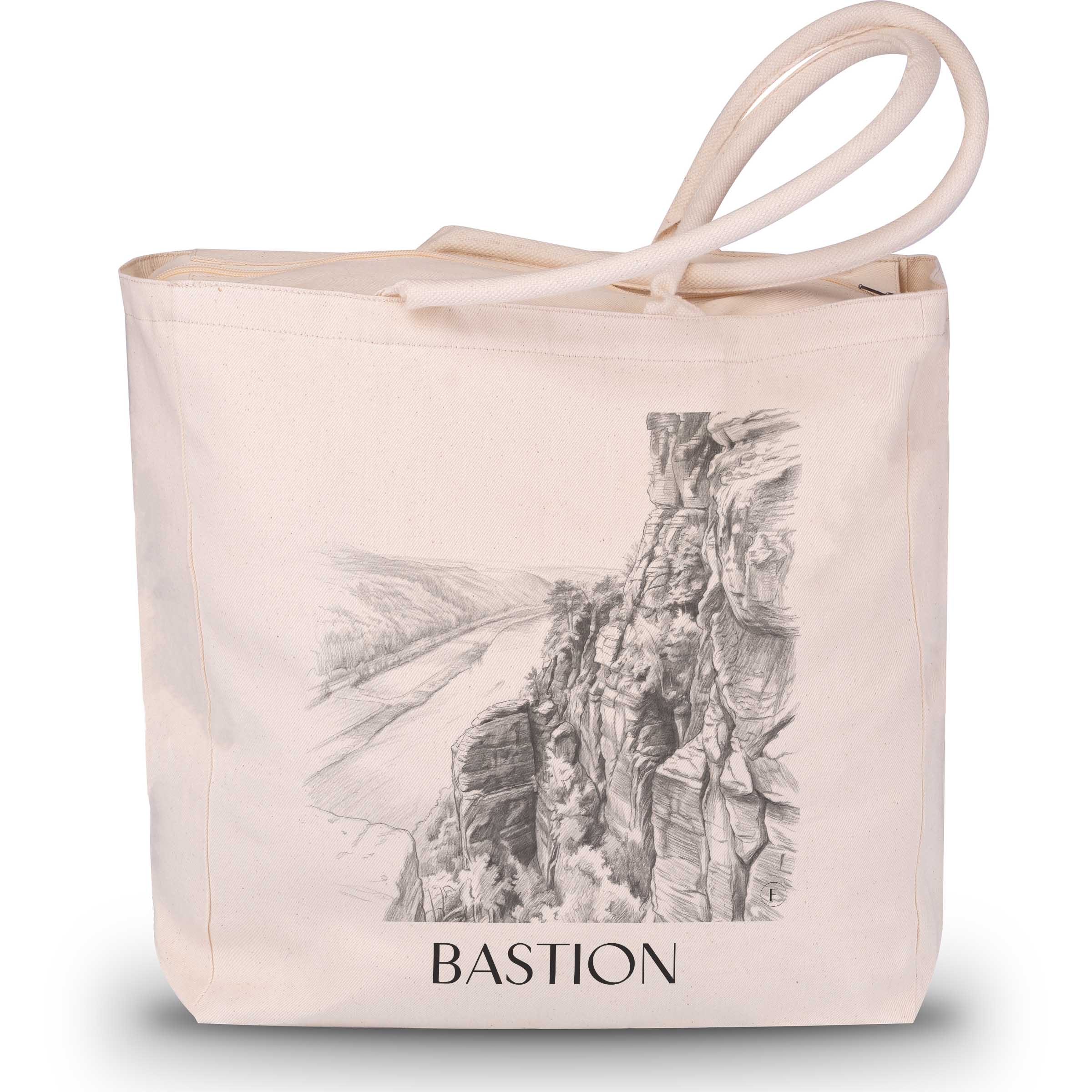 Bastei Shopping Tasche - Sächsische Schweiz - Deutschland Tote Bag - Einkaufstasche im Zeichnung Stil
