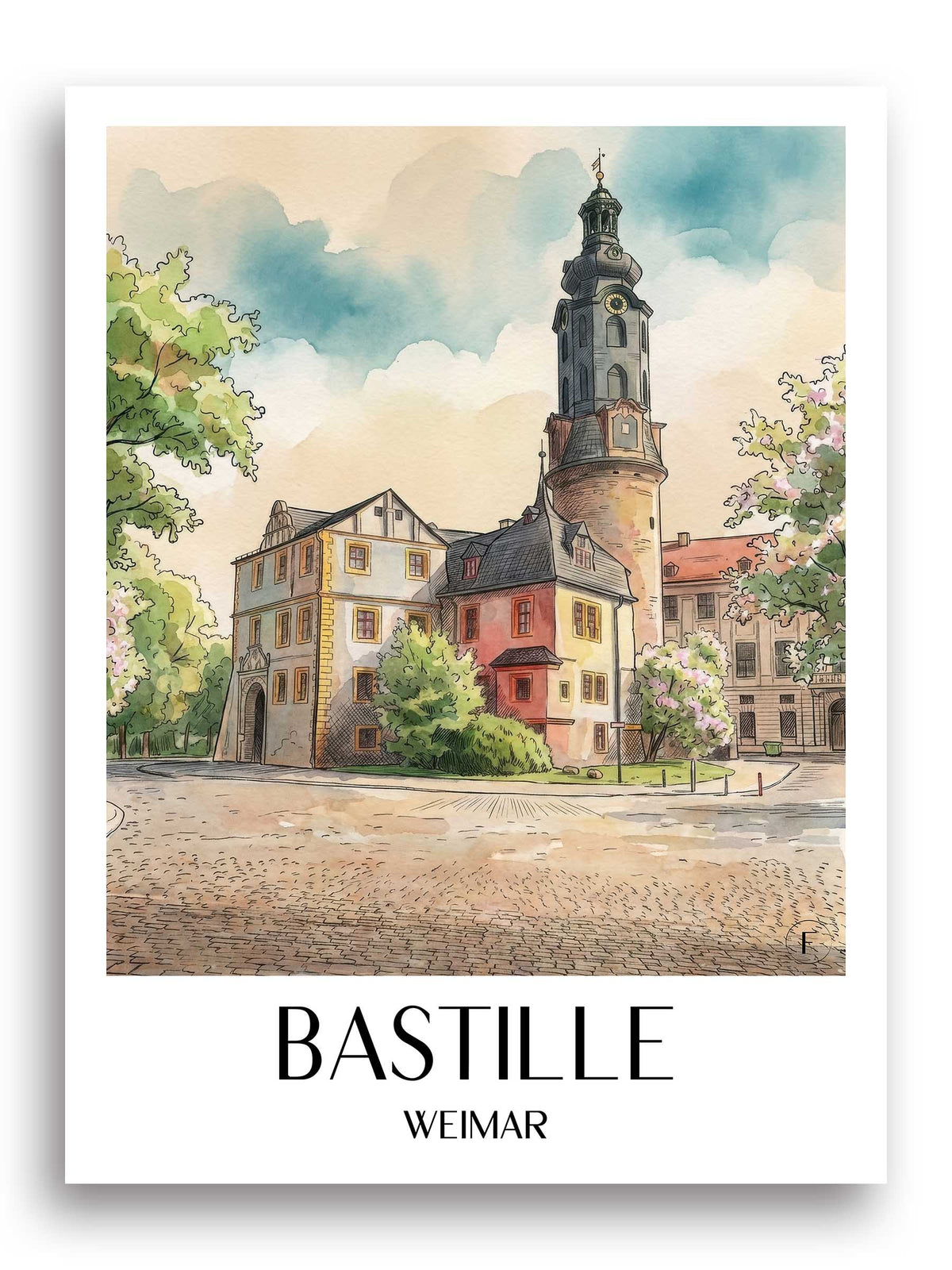 bastille-weimar-deutschland-poster-aquarell